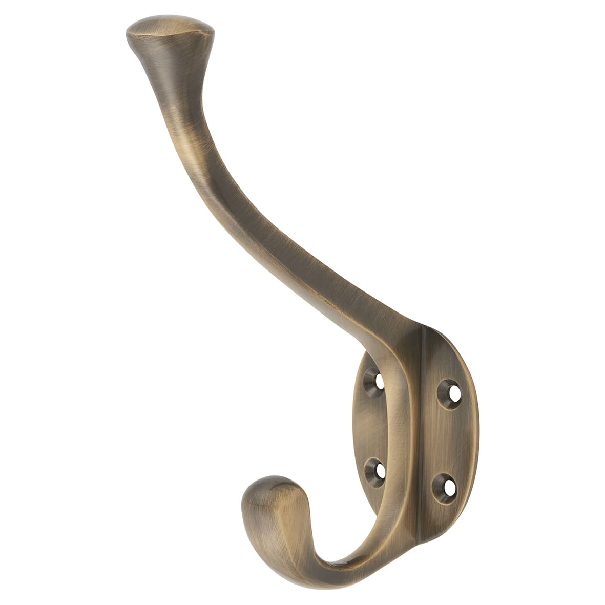 Victorian Heavy Duty Single Hat & Coat Hook - 143 x 65mm - Antique Brass - view 2