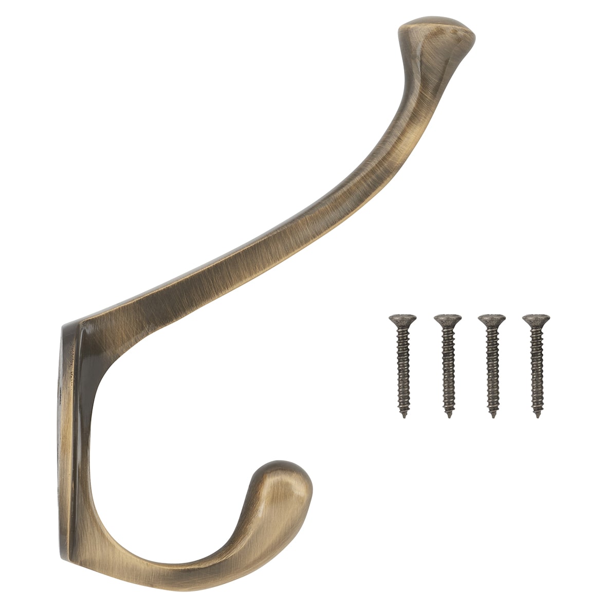 Victorian Heavy Duty Single Hat & Coat Hook - 143 x 65mm - Antique Brass - view 4
