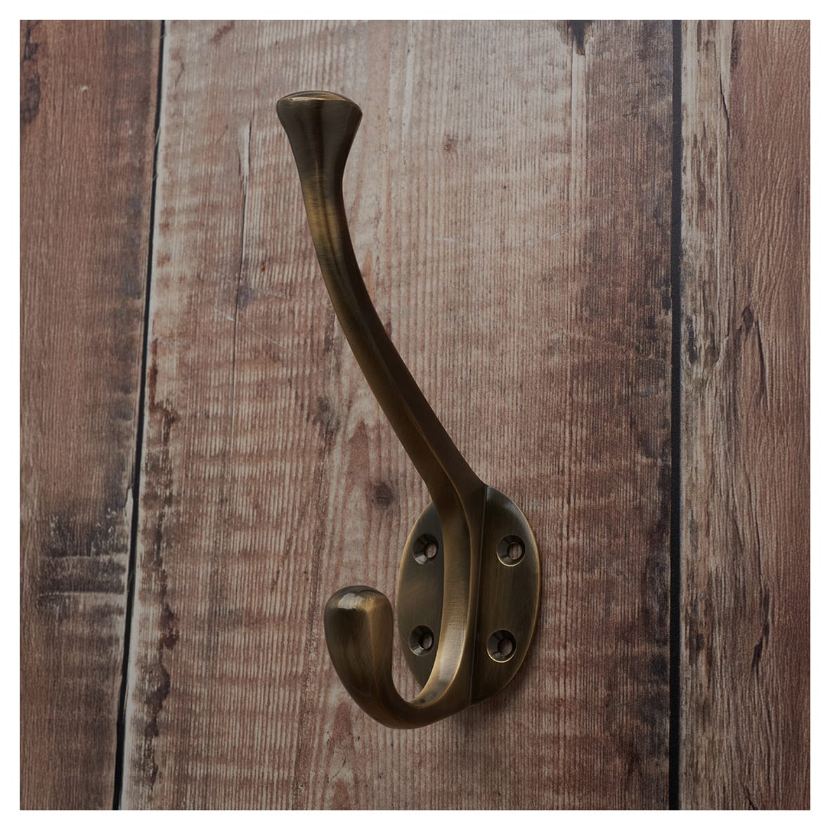 Victorian Heavy Duty Single Hat & Coat Hook - 143 x 65mm - Antique Brass - view 5