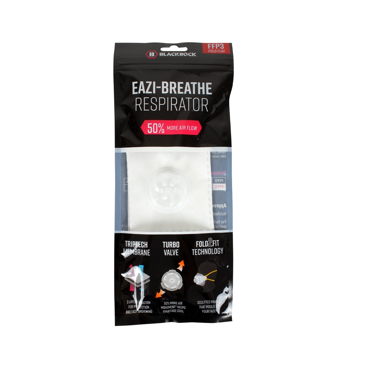 Eazi-Breathe Fold Flat Disposable Respirator Mask - - view 2
