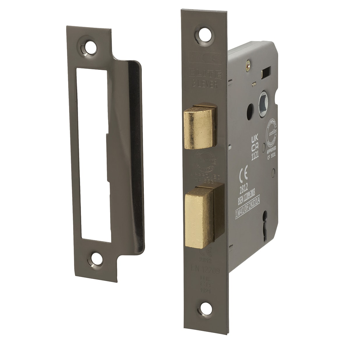 Black Nickel Scroll 3 Lever Sashlock Door Handle on Rose Pack - Scarlett Range - view 3
