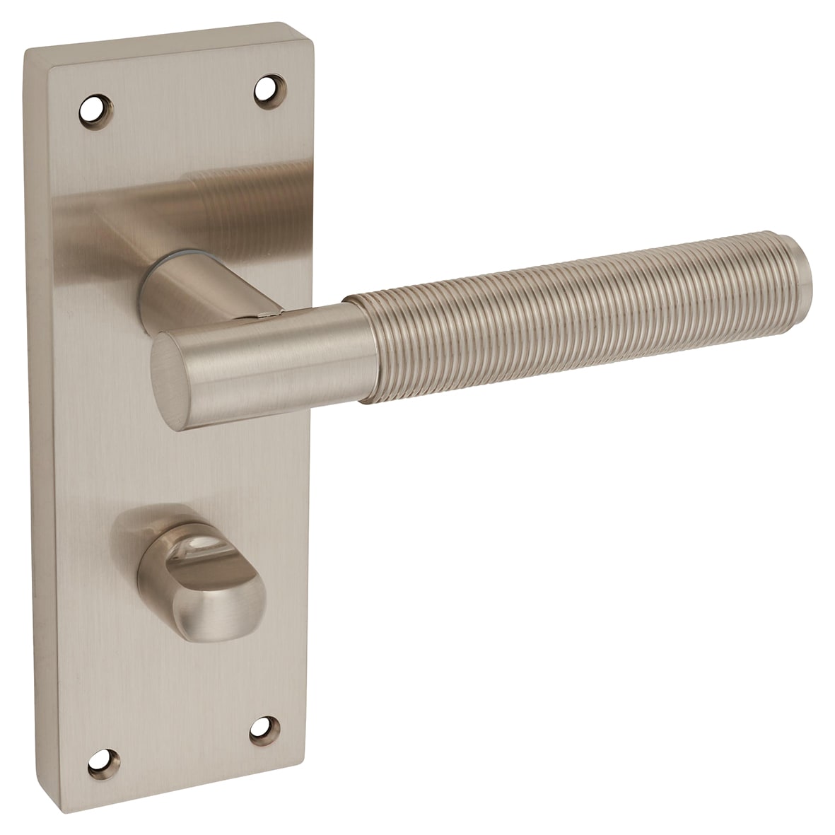 Satin Nickel Reeded Bathroom Door Handles - Lily Range - 155 x 55mm - view 3