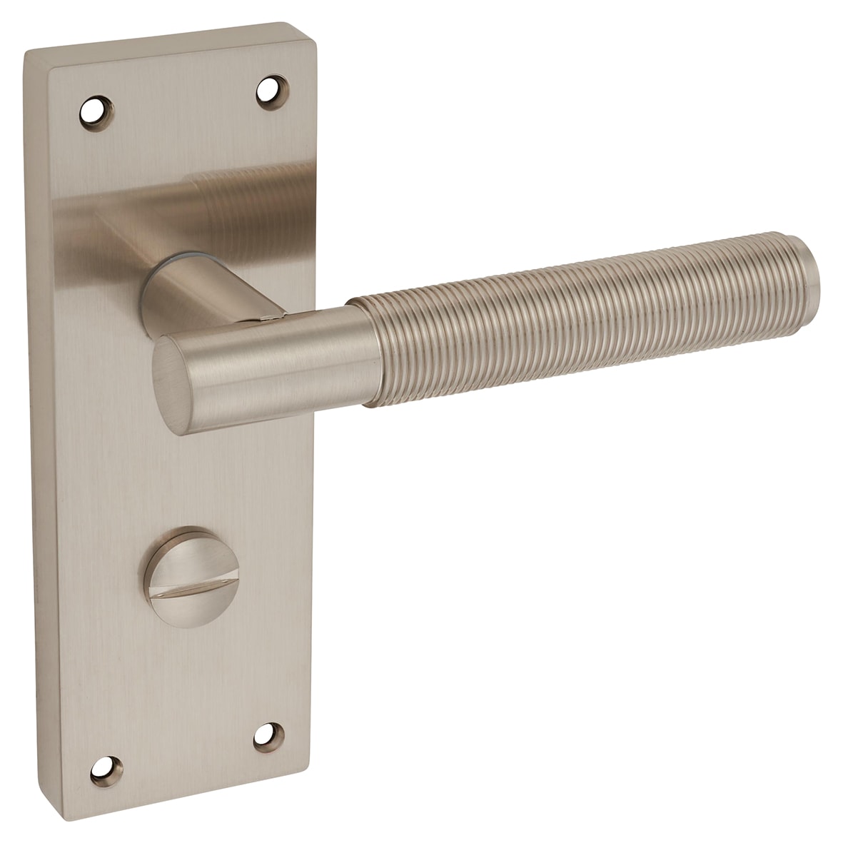 Satin Nickel Reeded Bathroom Door Handles - Lily Range - 155 x 55mm - view 4