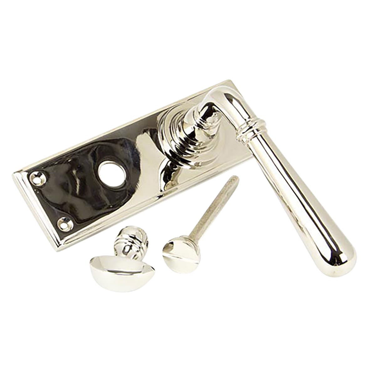 Polished Nickel Bathroom Door Handles - Newbury Range - 152 x 50mm - view 2