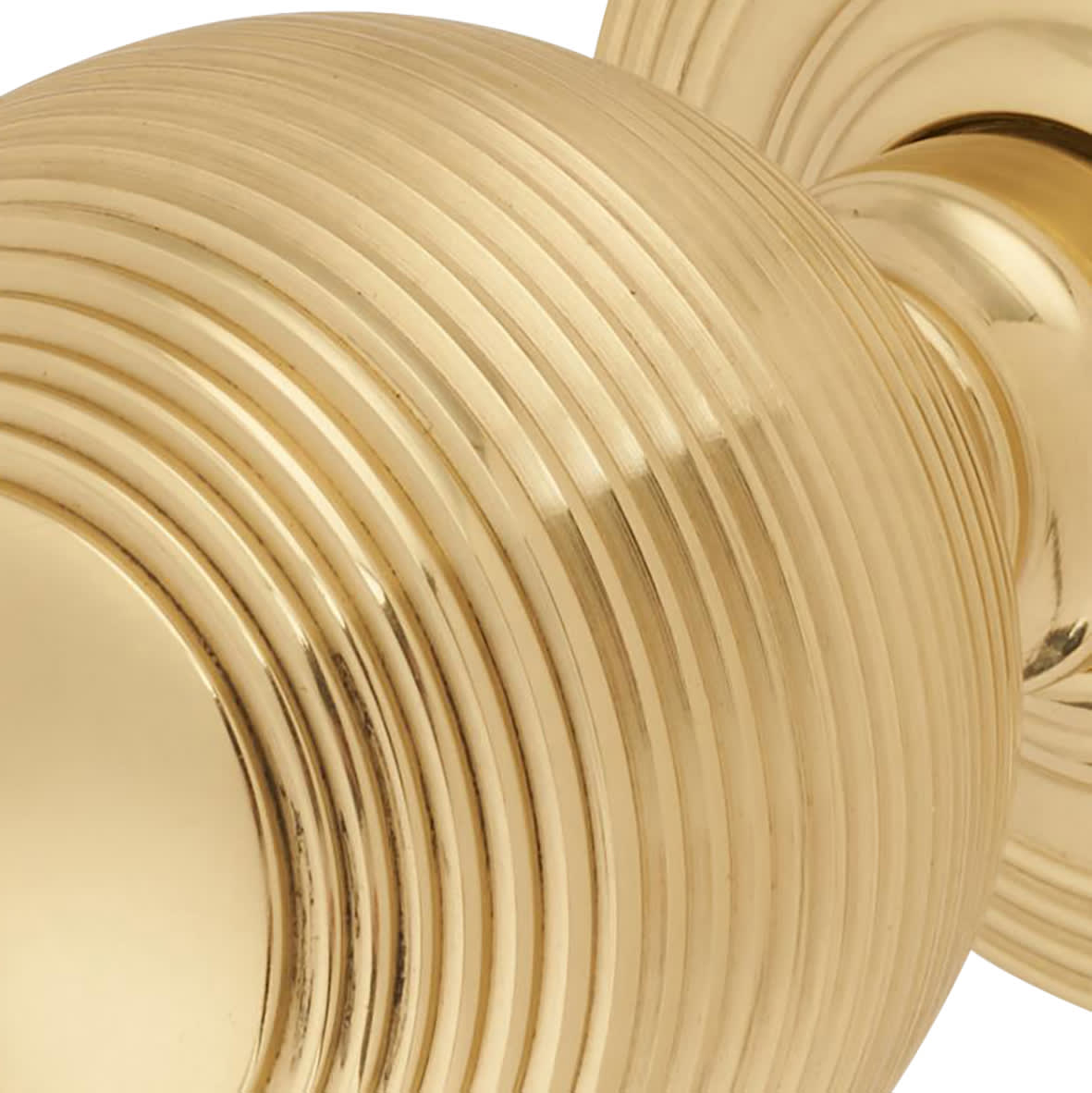 Polished Brass Beehive Mortice Door Knob - 60mm Rose Diameter - view 3