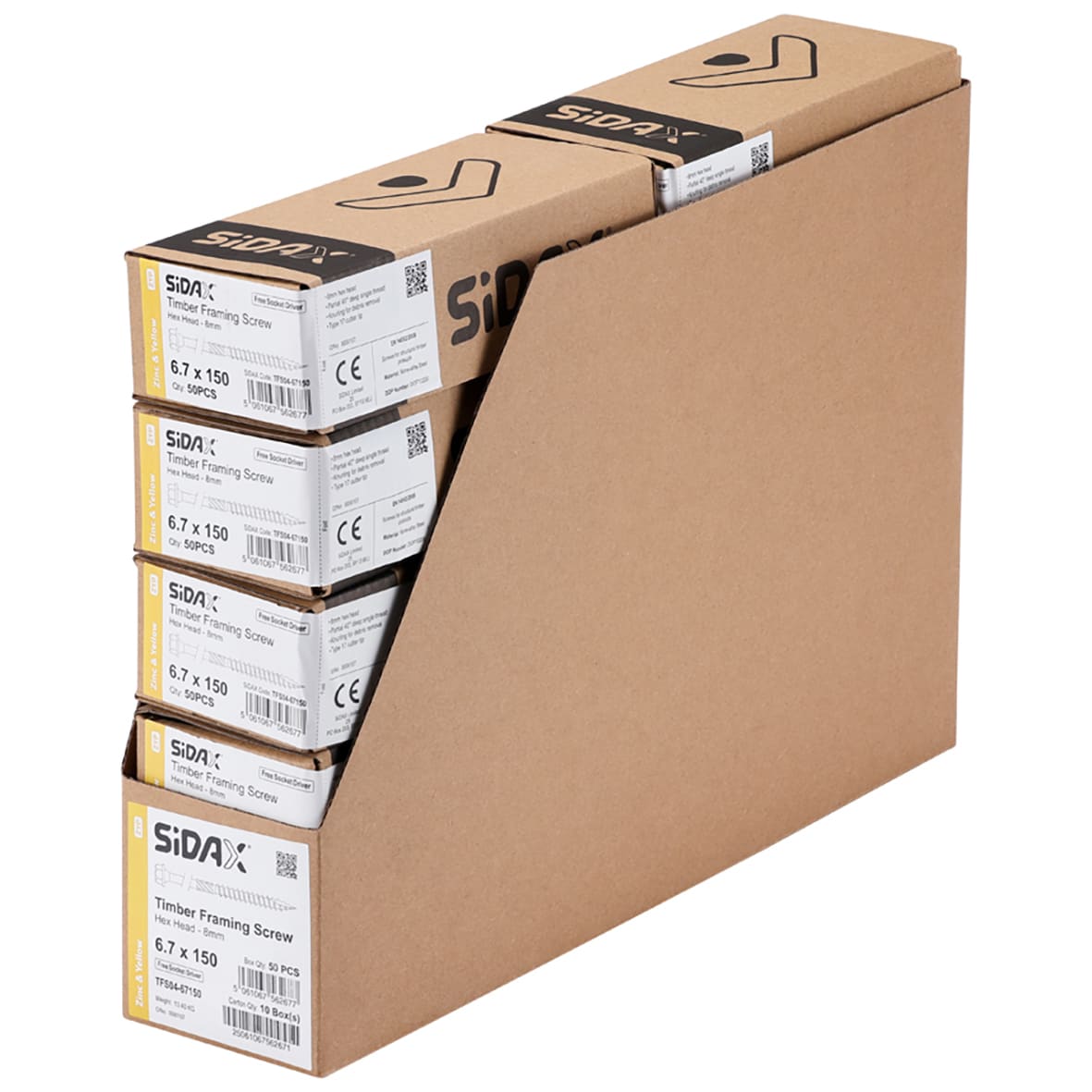 Timber Frame Screws Hex Head - 6.7 x 150mm - Yellow Zinc - Pack of 50 - view 3