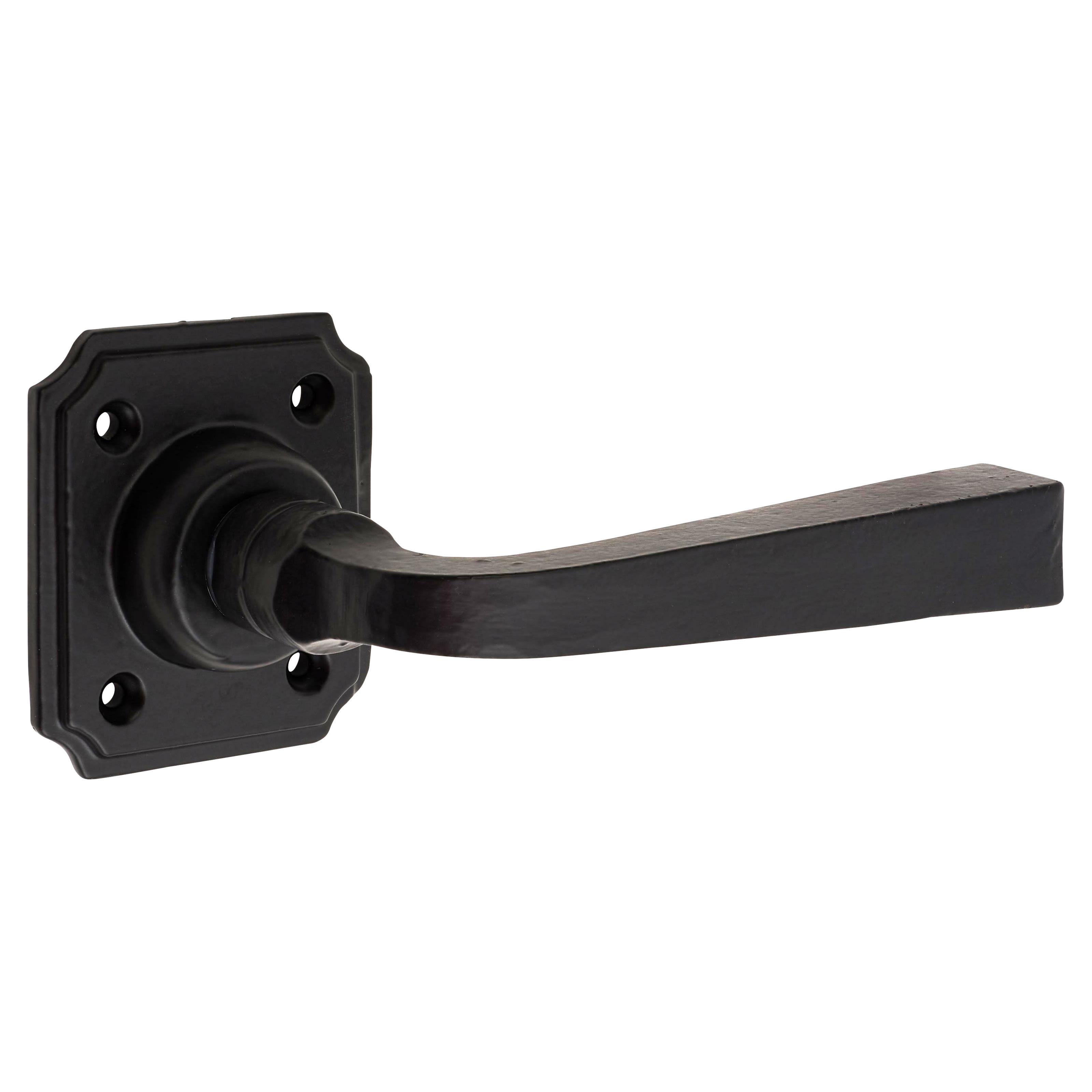Smooth Black Door Handles on Square Rose - Avon Range - view 2