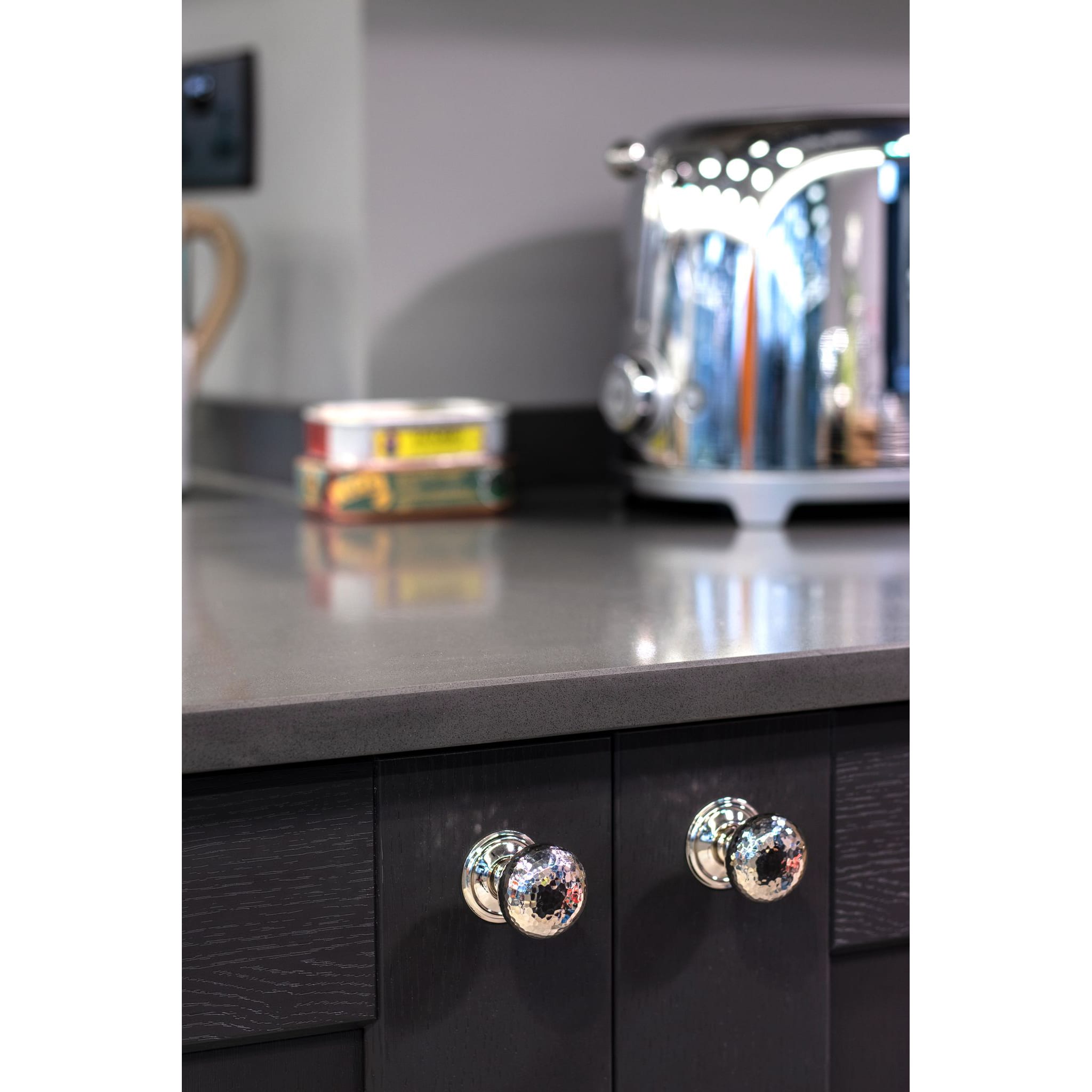 Hammered Mushroom Round Cabinet Knob - 32mm Diameter - Polished Nickel - view 2
