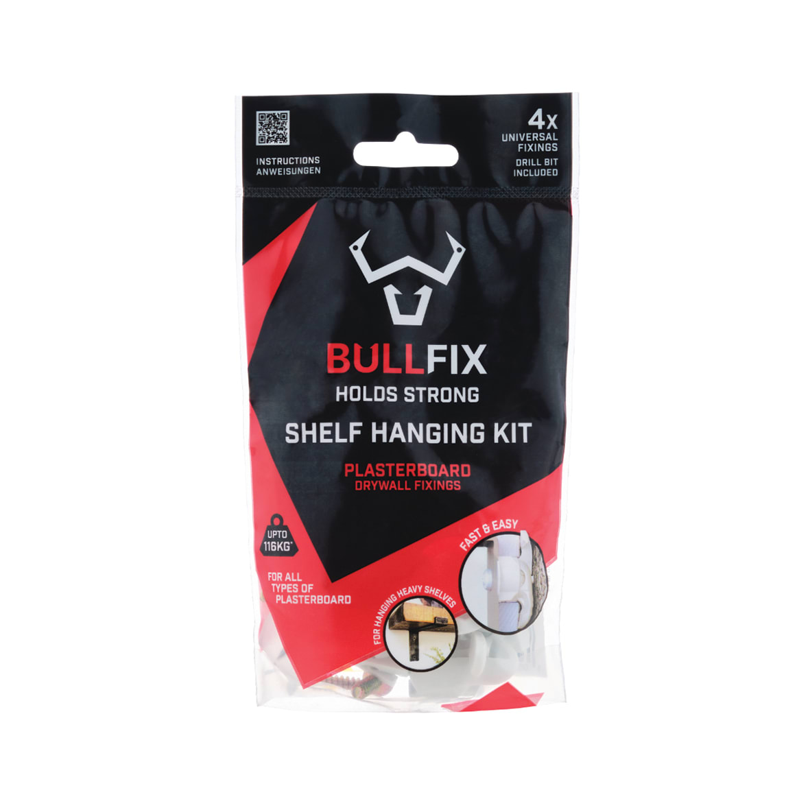 Heavy Duty Plasterboard Fixing Kit for Shelves - 5 x 20mm - Pack of 4 - view 6