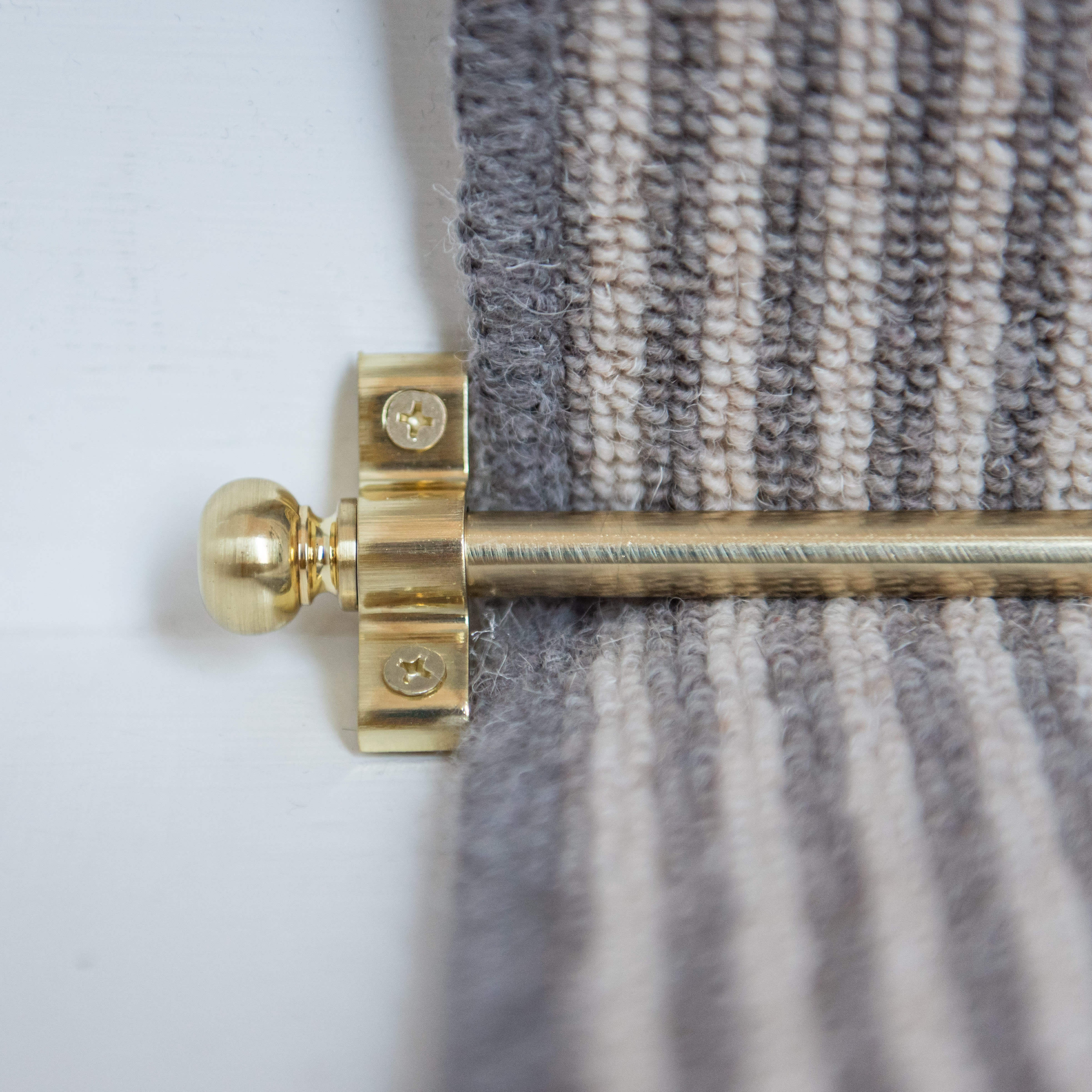 Stair Rod with Round Bulb Finials - 900mm Length - Satin Brass - view 4