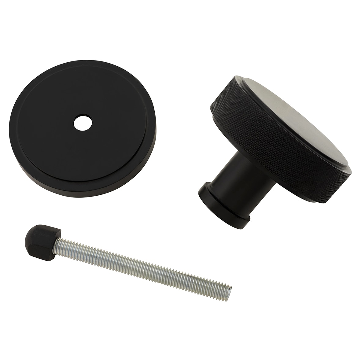Matt Black Knurled Centre Door Knob - 80mm Rose Diameter - view 2
