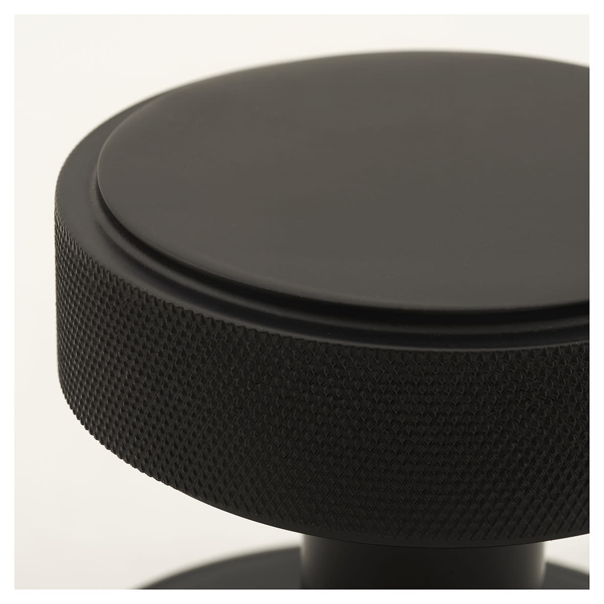 Matt Black Knurled Centre Door Knob - 80mm Rose Diameter - view 3