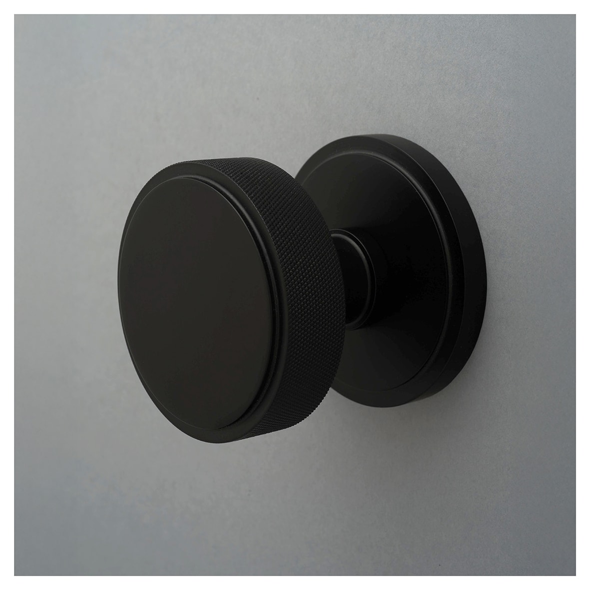 Matt Black Knurled Centre Door Knob - 80mm Rose Diameter - view 4