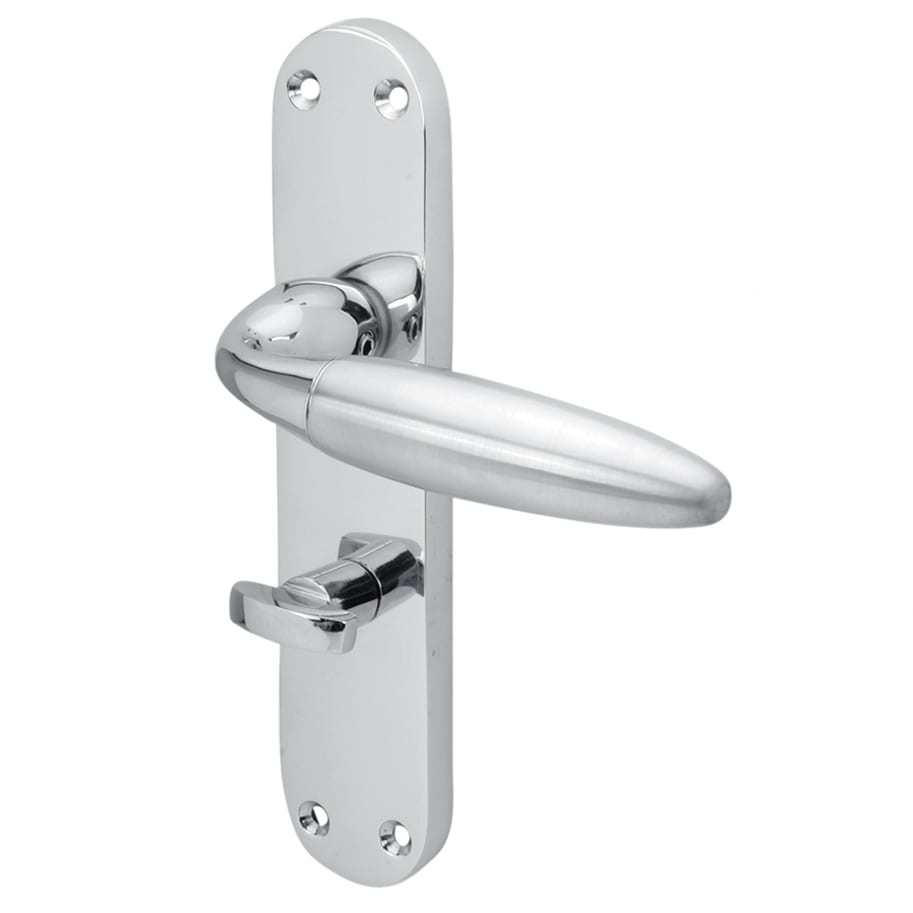 Satin/Polished Chrome Bathroom Lock Door Handles Pack - Florence Range - view 2