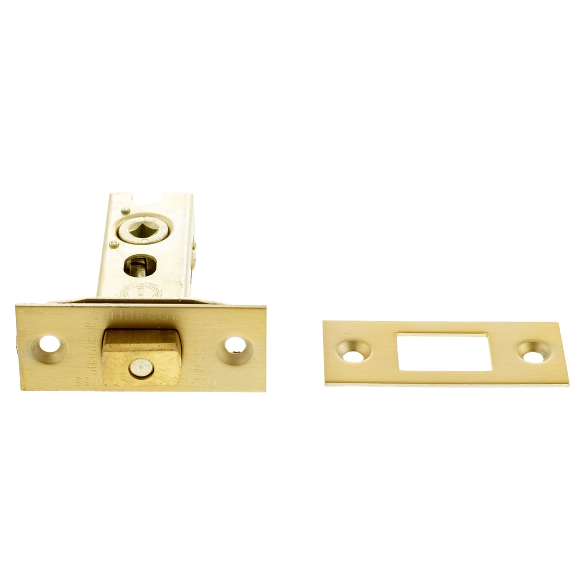 Fire-Rated Bolt Through Tubular Bathroom Deadbolt - 65mm Case - 45mm Backset - Square - Satin Brass - view 2