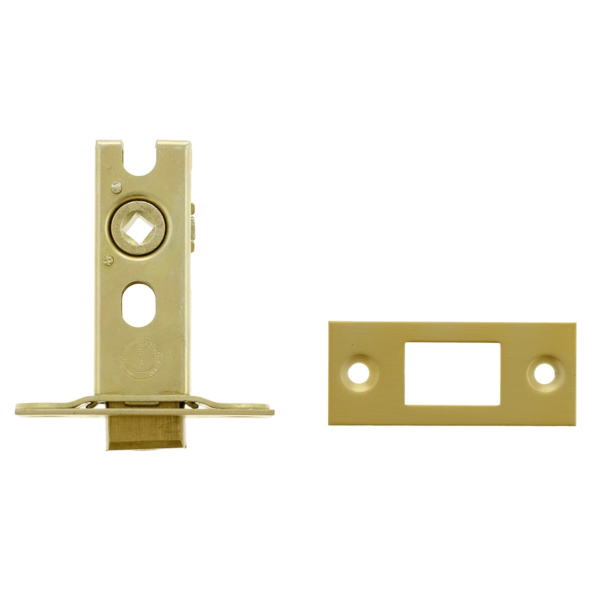 Fire-Rated Bolt Through Tubular Bathroom Deadbolt - 65mm Case - 45mm Backset - Square - Satin Brass - view 4