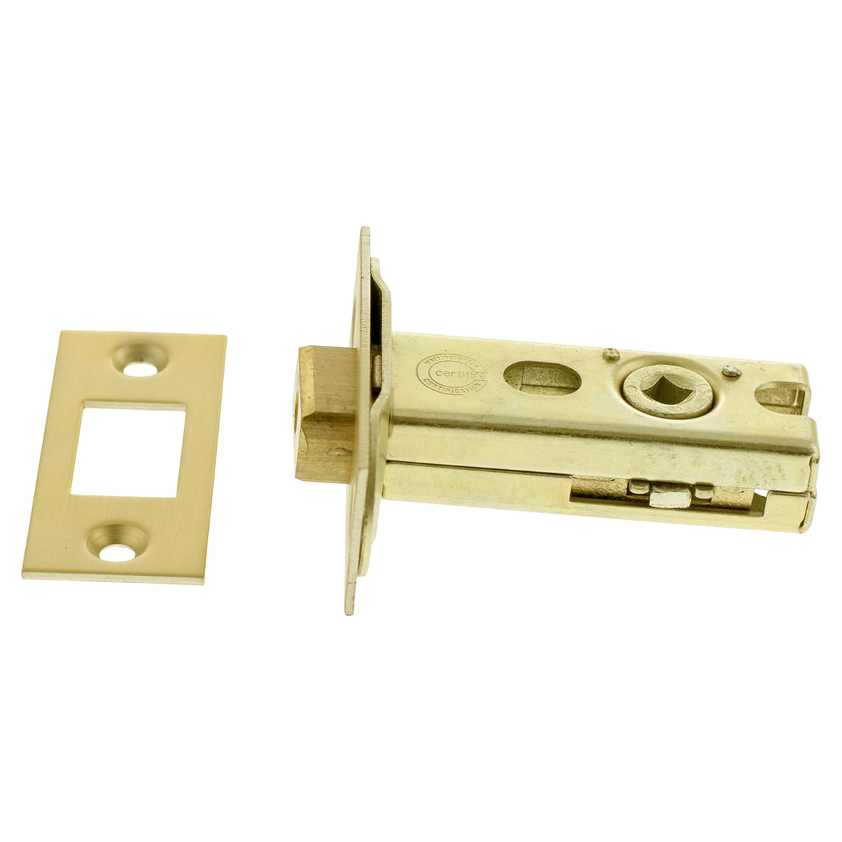 Fire-Rated Bolt Through Tubular Bathroom Deadbolt - 65mm Case - 45mm Backset - Square - Satin Brass - view 5