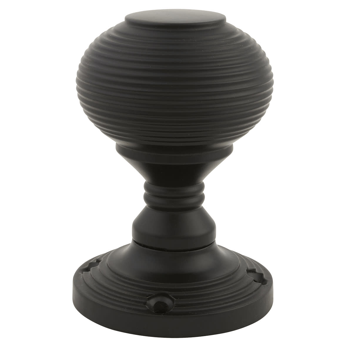 Matt Black Beehive Mortice Door Knob - 60mm Rose Diameter - view 2