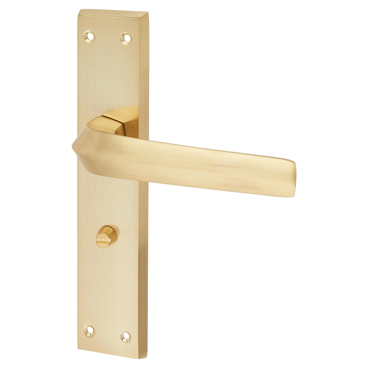 Satin Brass Bathroom Lock Door Handles Pack - Norley Range - view 3