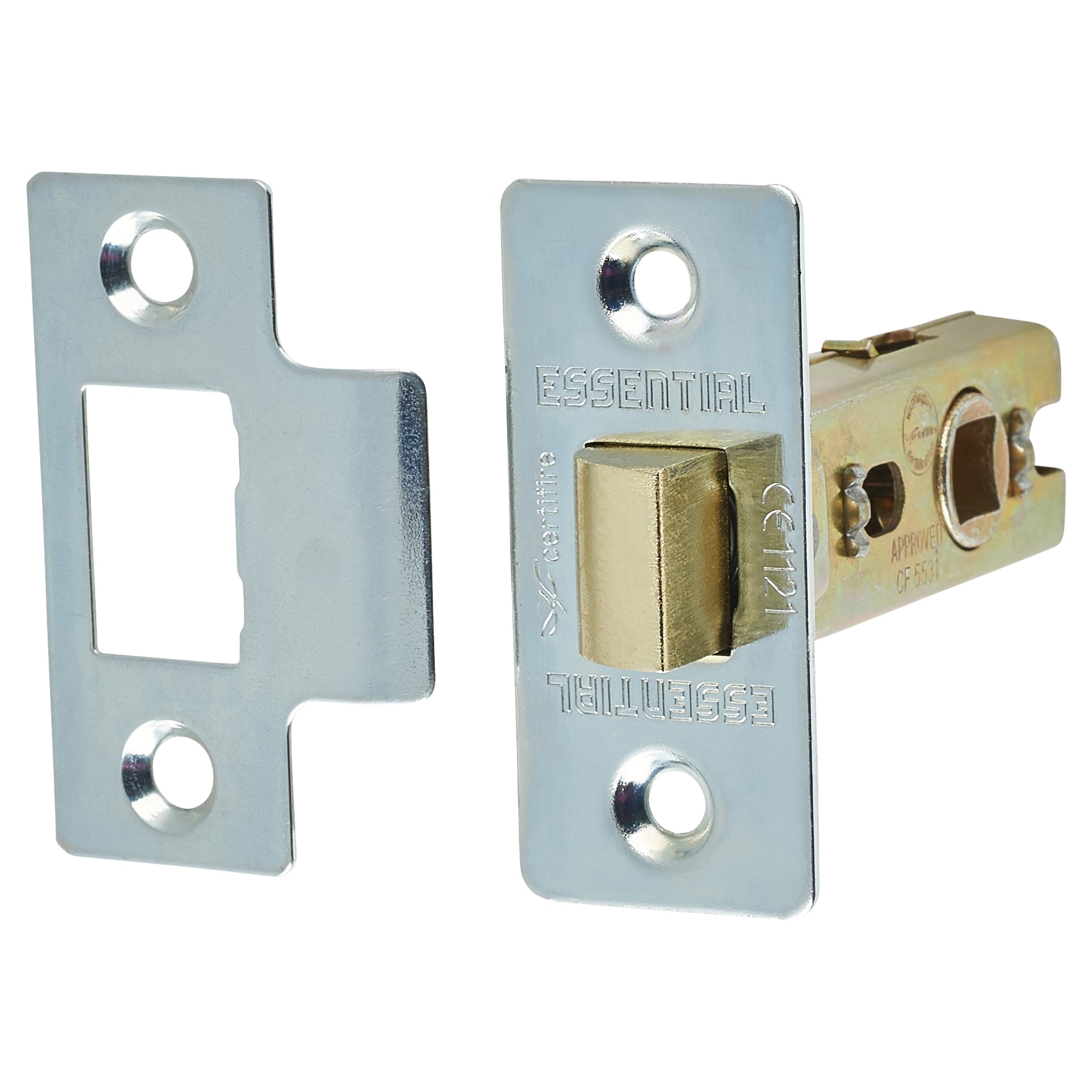 Tubular Latch Pack - 76mm Case - 57mm Backset - 2 x Plain Steel Hinges - Bright Zinc - view 2
