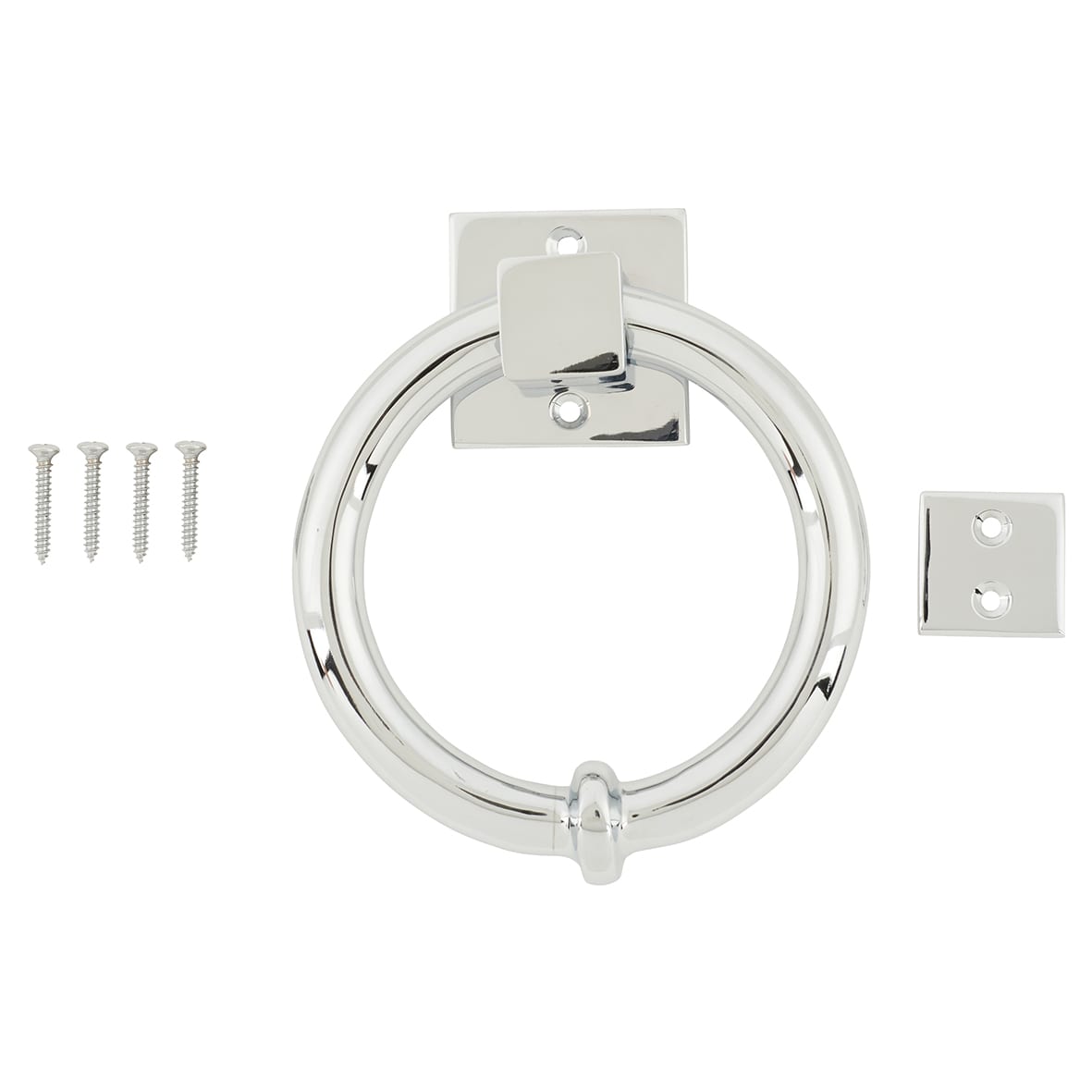 Ring Door Knocker - Polished Chrome - 140 x 120mm - view 2