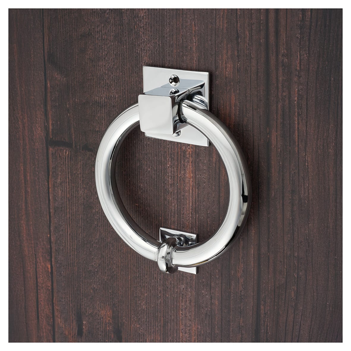 Ring Door Knocker - Polished Chrome - 140 x 120mm - view 3