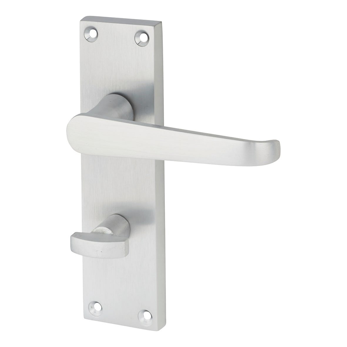 Satin Chrome Budget Straight Bathroom Lock Door Handles Pack - Mia Range - view 2
