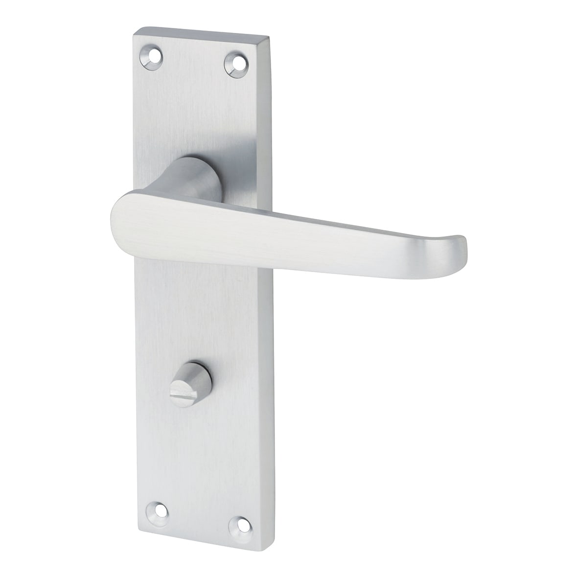Satin Chrome Budget Straight Bathroom Lock Door Handles Pack - Mia Range - view 3
