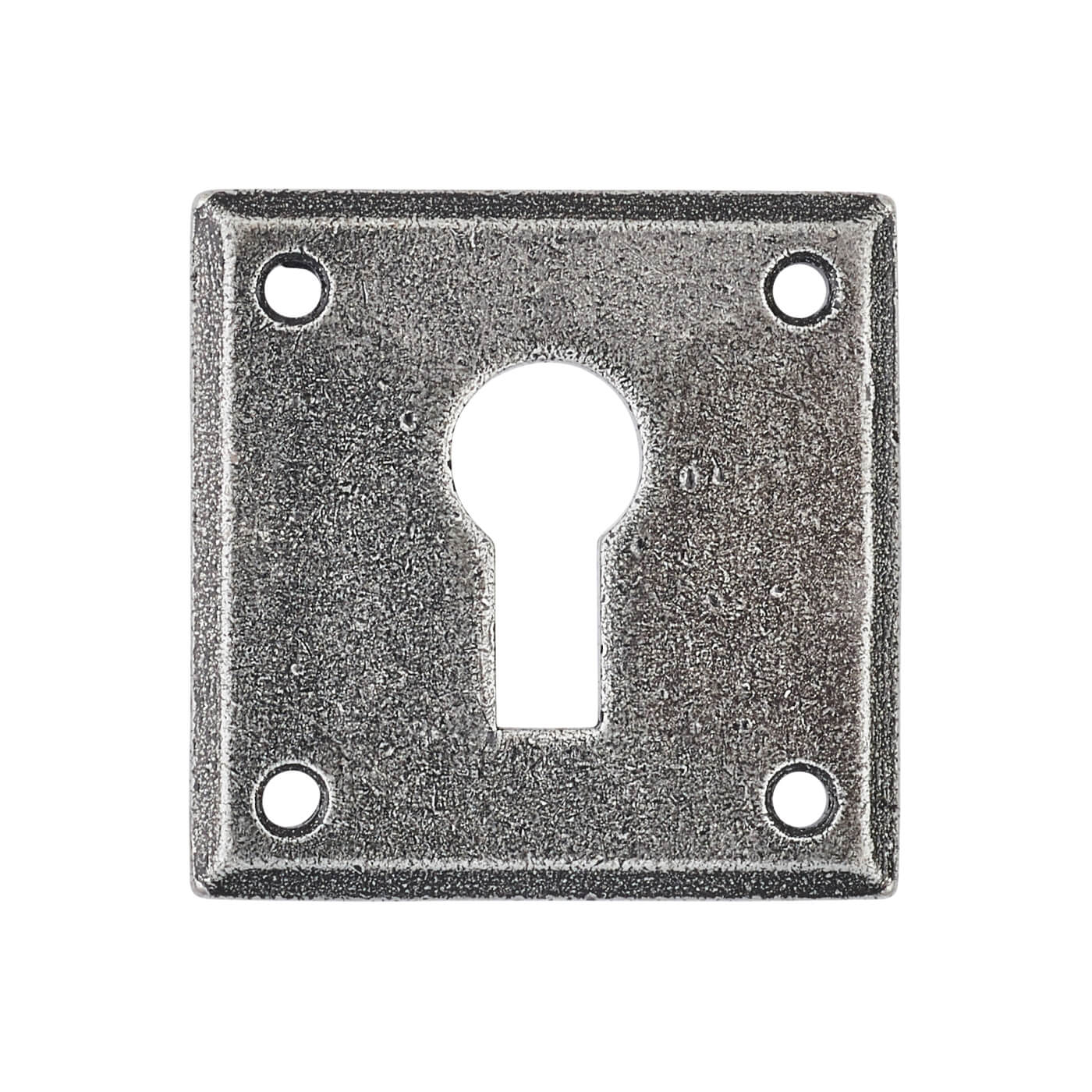 Square Escutcheon - 40 x 40mm - Keyhole - Pewter - view 2