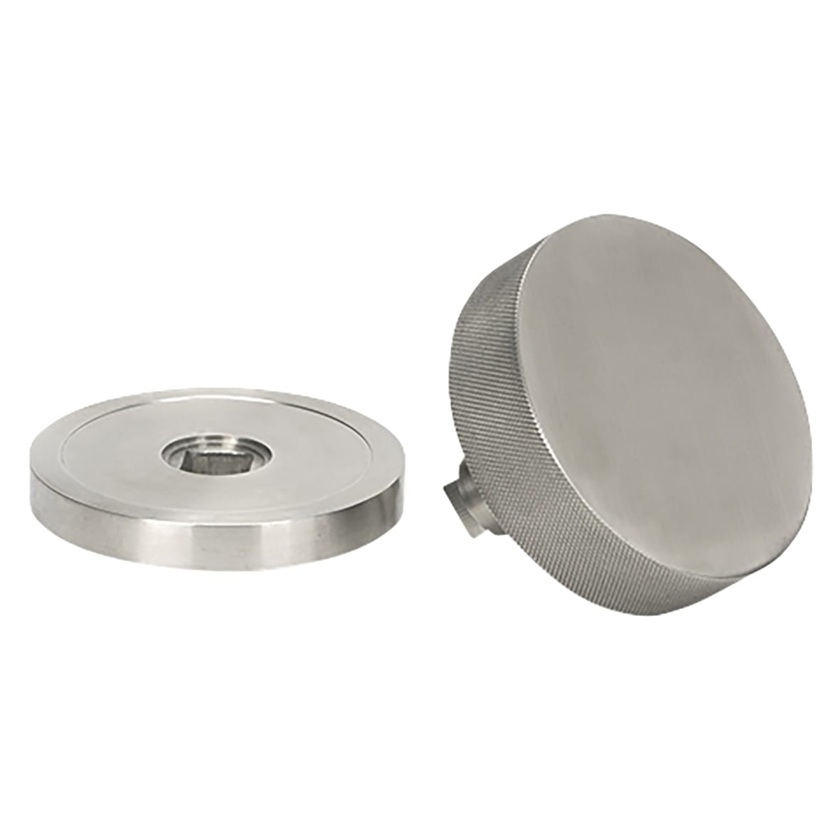 Brompton Satin Stainless Steel Round Knurled Centre Door Knob - 90mm Rose Diameter - view 2