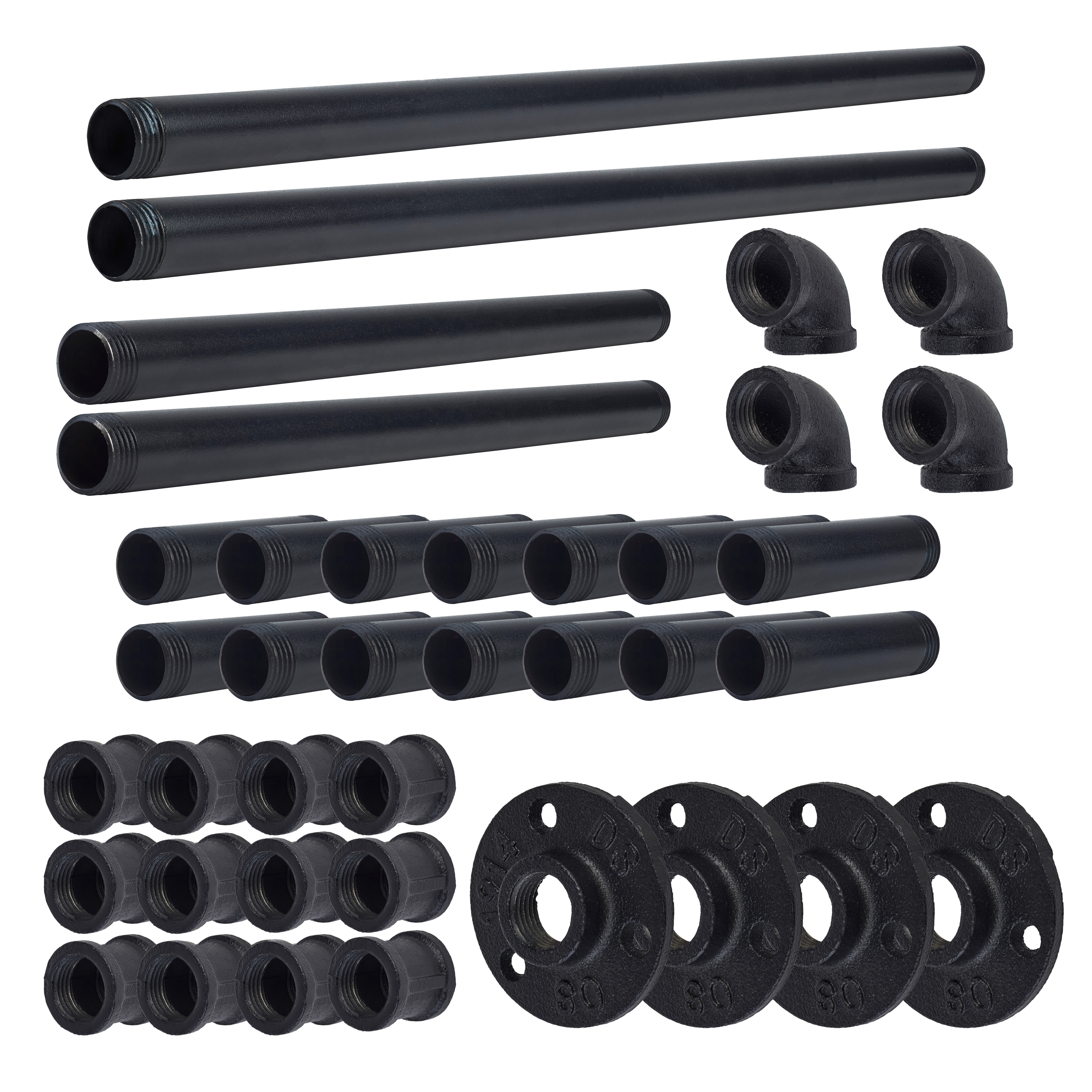 1/2" 3 Tier Drill Through Pipe Shelf Kit - Black - view 2