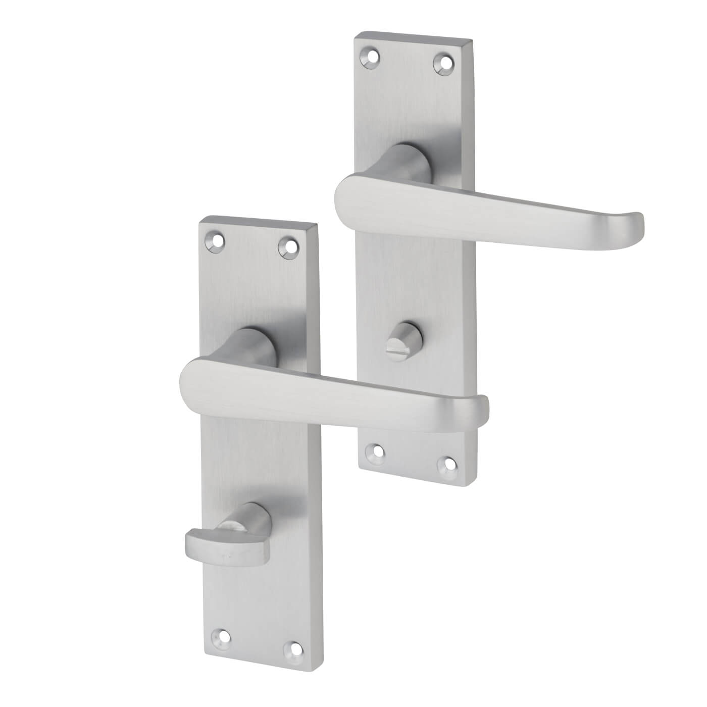 Satin Chrome Budget Straight Bathroom Door Handles - Mia Range - 153 x 42mm - view 2