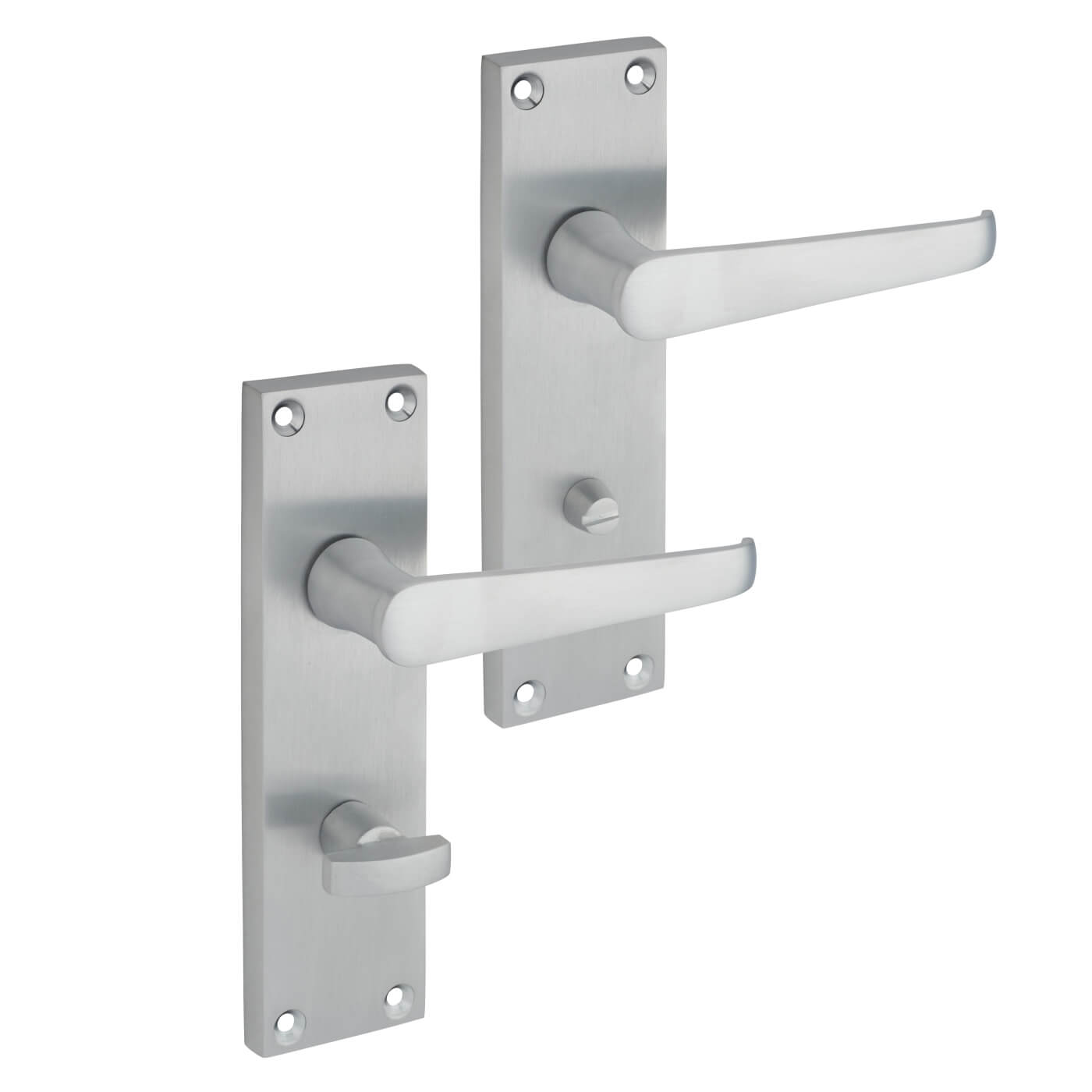 Satin Chrome Budget Straight Bathroom Door Handles - Mia Range - 153 x 42mm - view 3