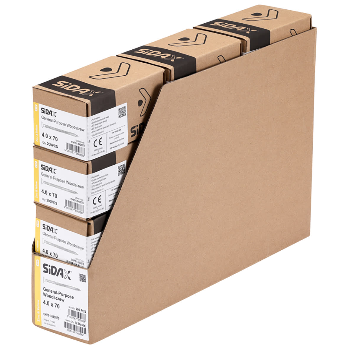 General Purpose Pozi Countersunk Chipboard Wood Screws - 4.0 x 70mm - Yellow Zinc - Pk of 200 - view 3