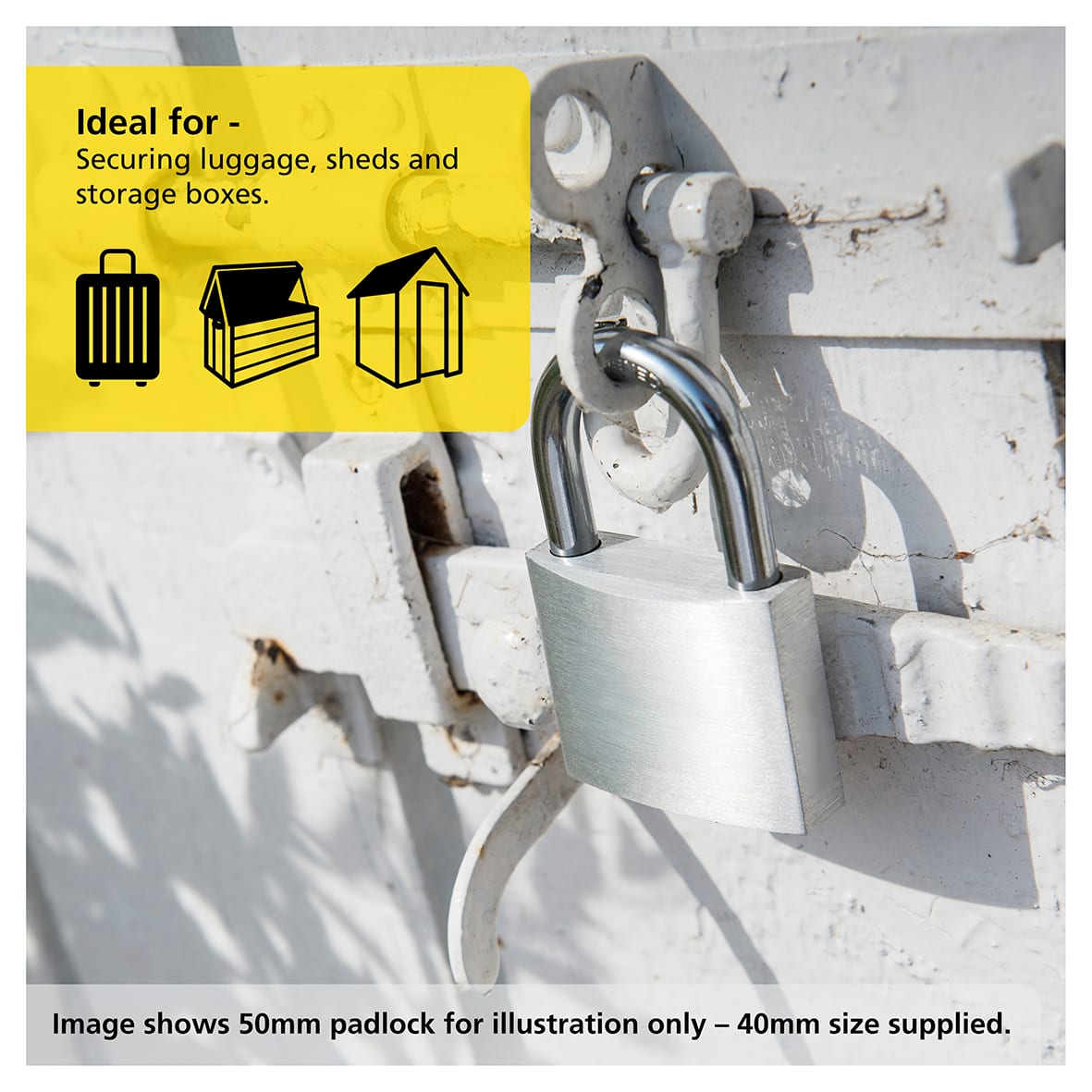 Aluminium Padlock - 40mm Body - 23.5 x 22mm Shackle - Keyed to Differ - view 3