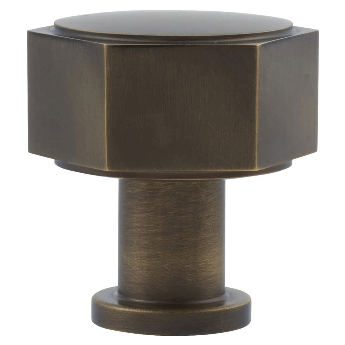 Vesper Hex Cabinet Knob - 33mm Diameter - Antique Brass - view 2