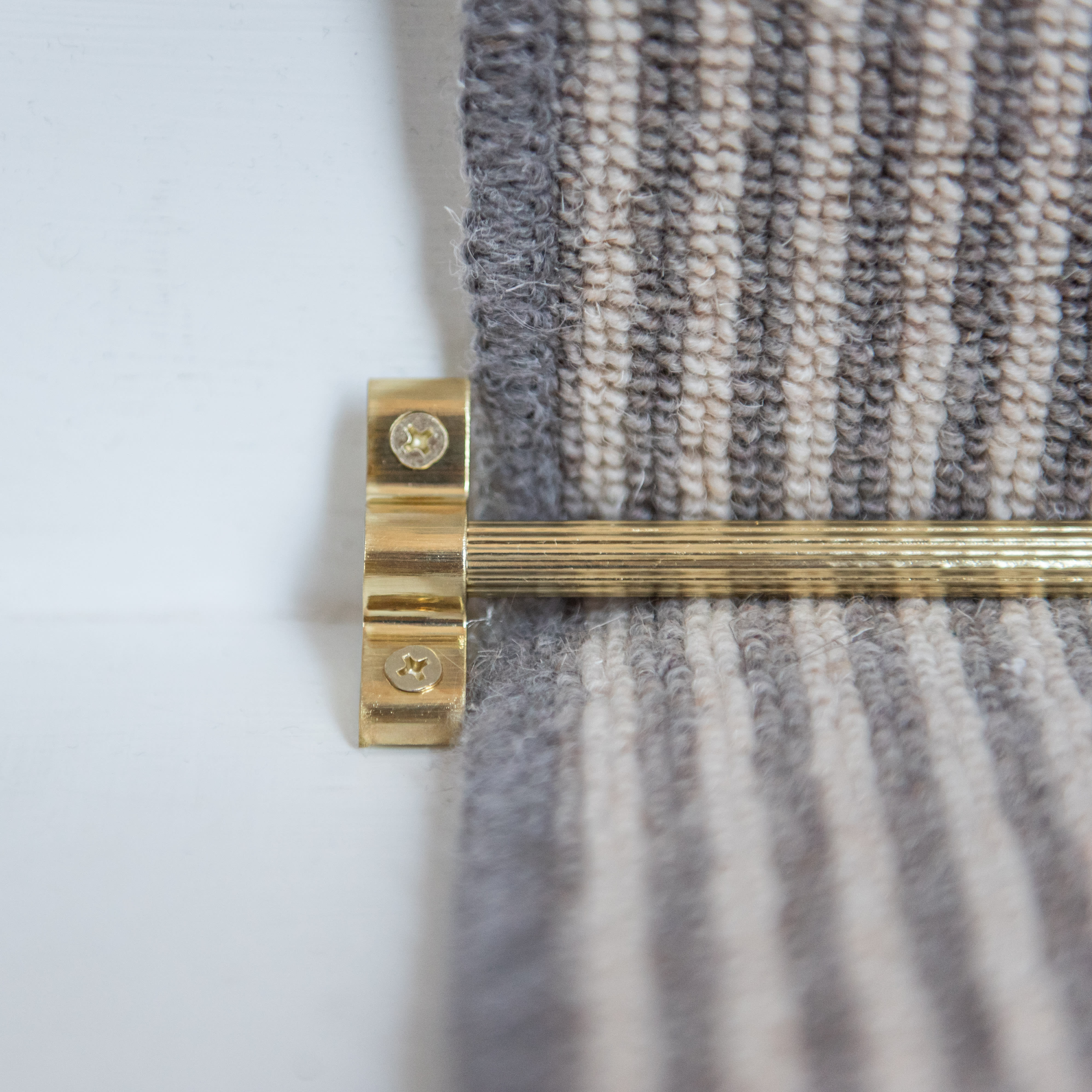 Lines Stair Rod with Plain Finials - 900mm Length - Satin Brass - view 5
