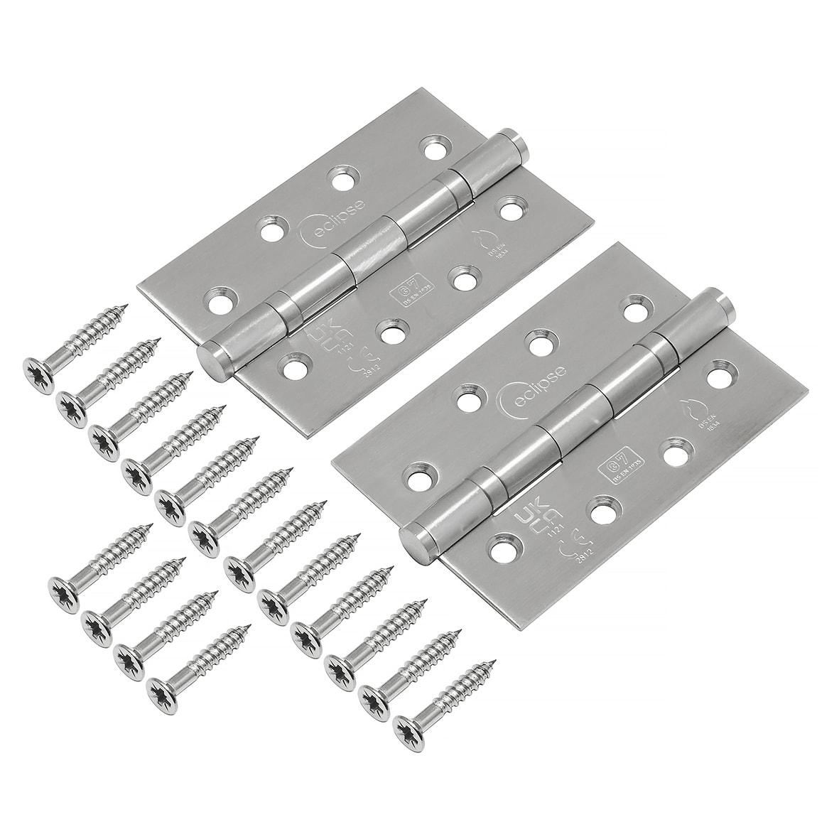 Ball Bearing Grade 7 Butt Fire Door Hinge - 102 x 67 x 2mm - Satin Stainless Steel - Pair - view 2