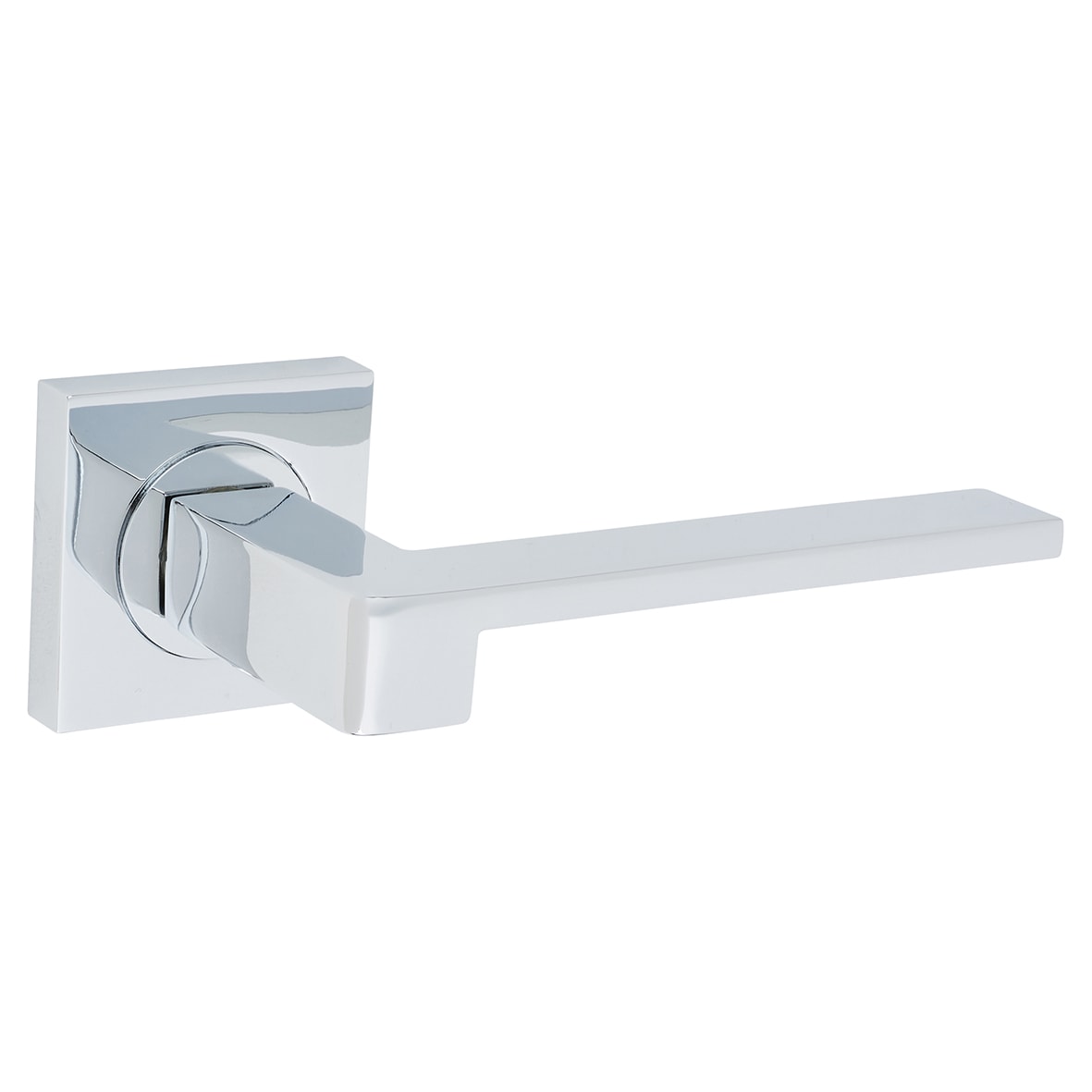 Brass Polished Chrome Door Handles on Square Rose - Equi Range - view 2