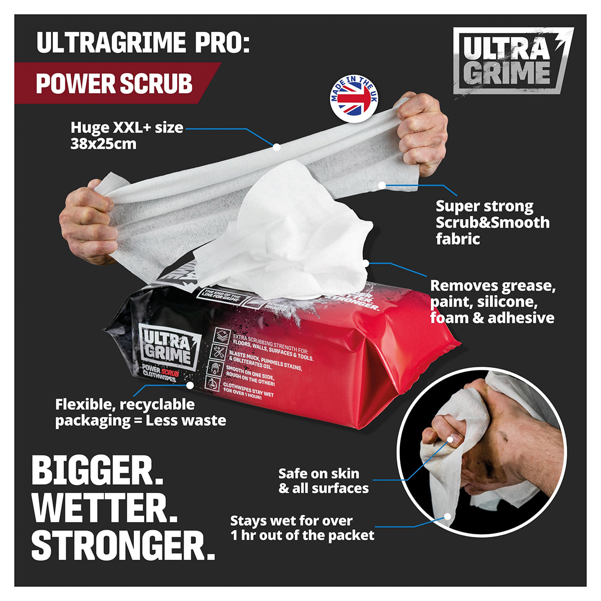 Pro XXL+ Power Scrub Cloth Wipes - Pack of 80 - view 3