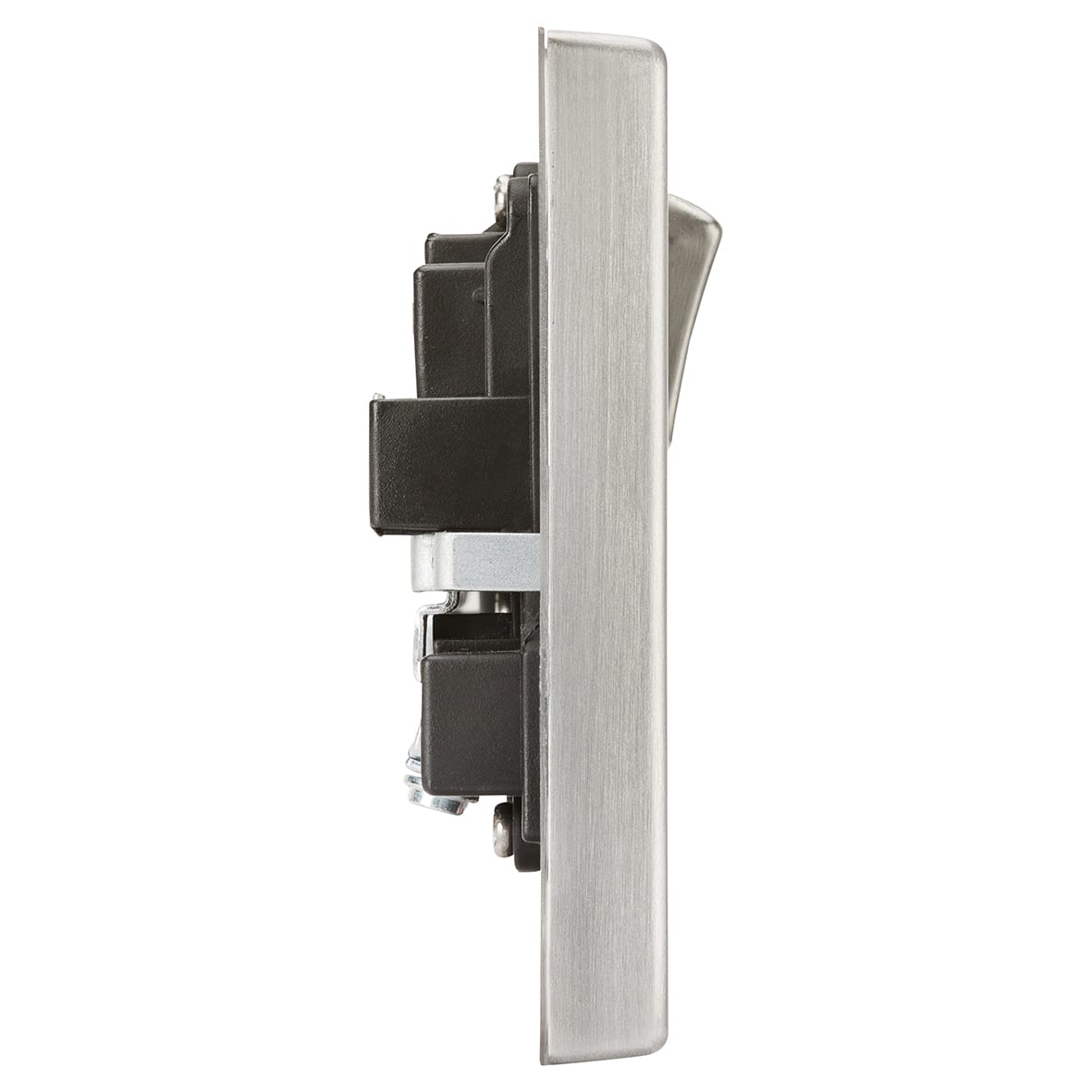 13A 2 Gang DP Switched Socket with Twin Earths - Brushed Chrome with Black Insert - view 3