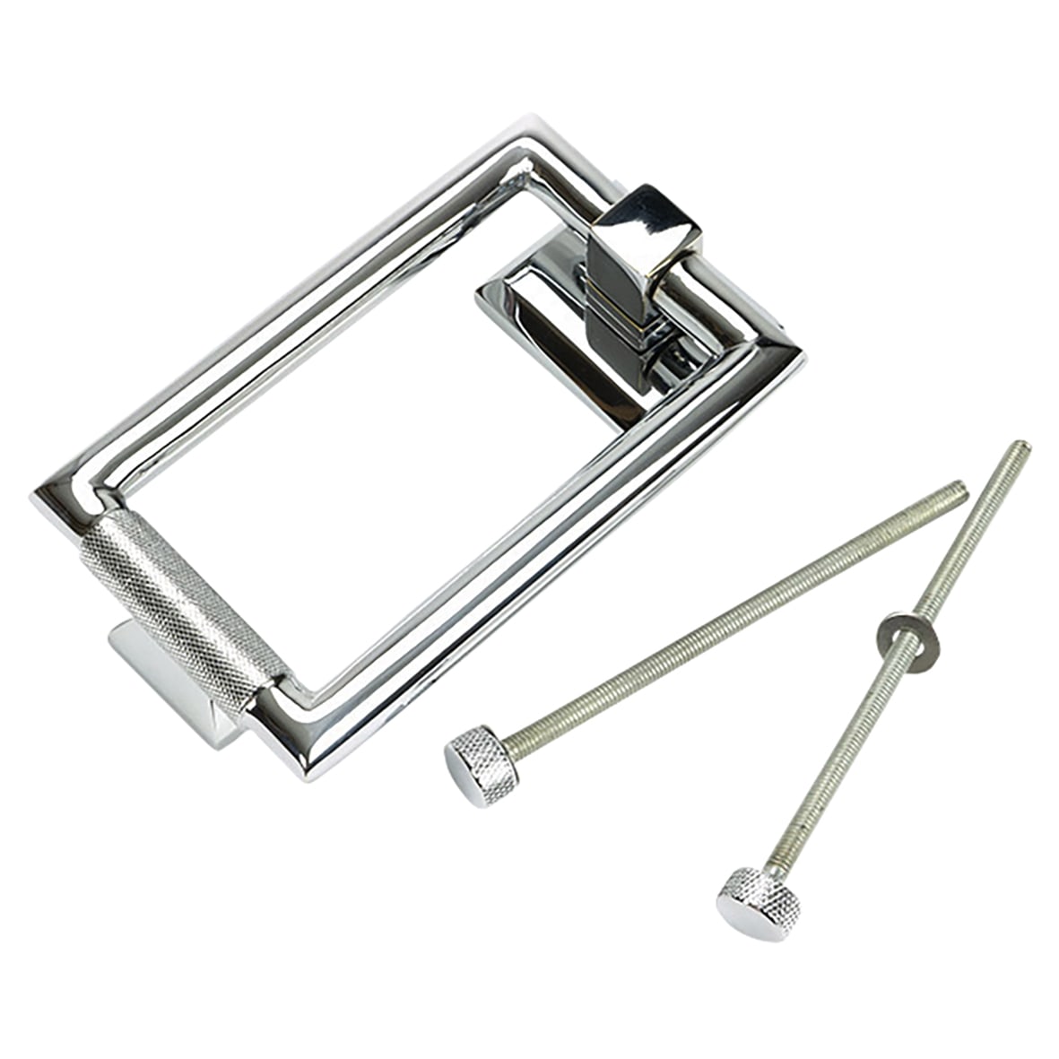 Brompton Rectangular Knurled Door Knocker - Polished Chrome - 145 x 90mm - view 2