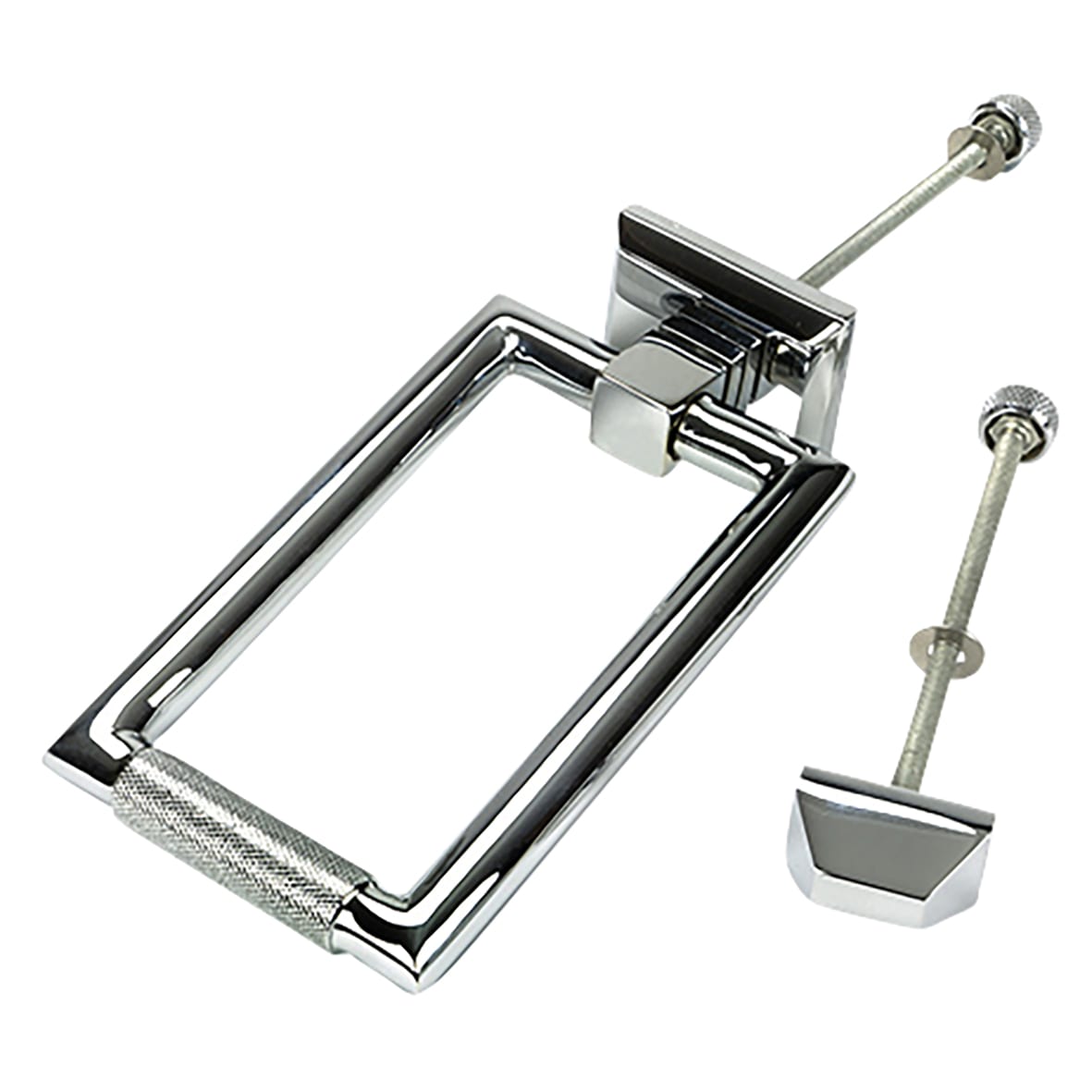 Brompton Rectangular Knurled Door Knocker - Polished Chrome - 145 x 90mm - view 3