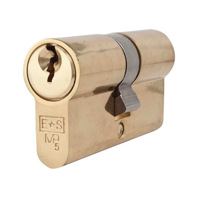 5 Pin 60mm Euro Double Cylinder - 30 + 30mm - Polished Brass - Master Keyed - view 2