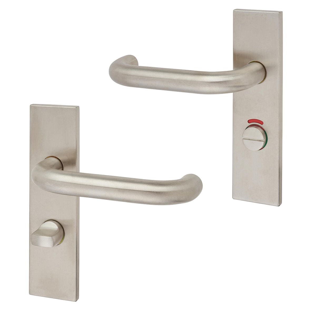 Satin Stainless Steel 19mm Return to Door Bathroom Door Handles - Square - 57mm c/c - RH - view 2