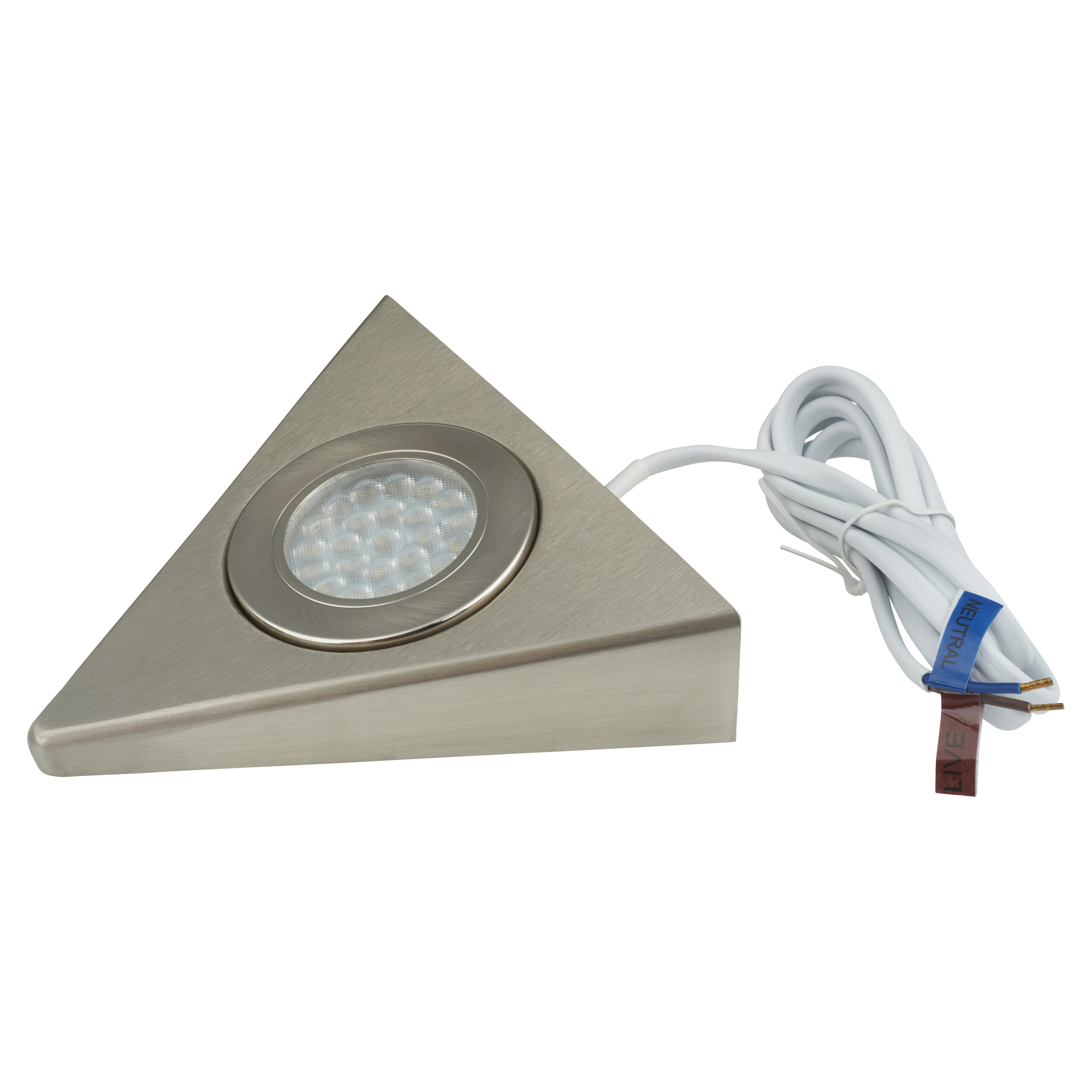 Forum Culina Fonte 1.5W LED Triangle Cabinet Downlight - IP44 - 4000K Cool White - Satin Nickel - view 3