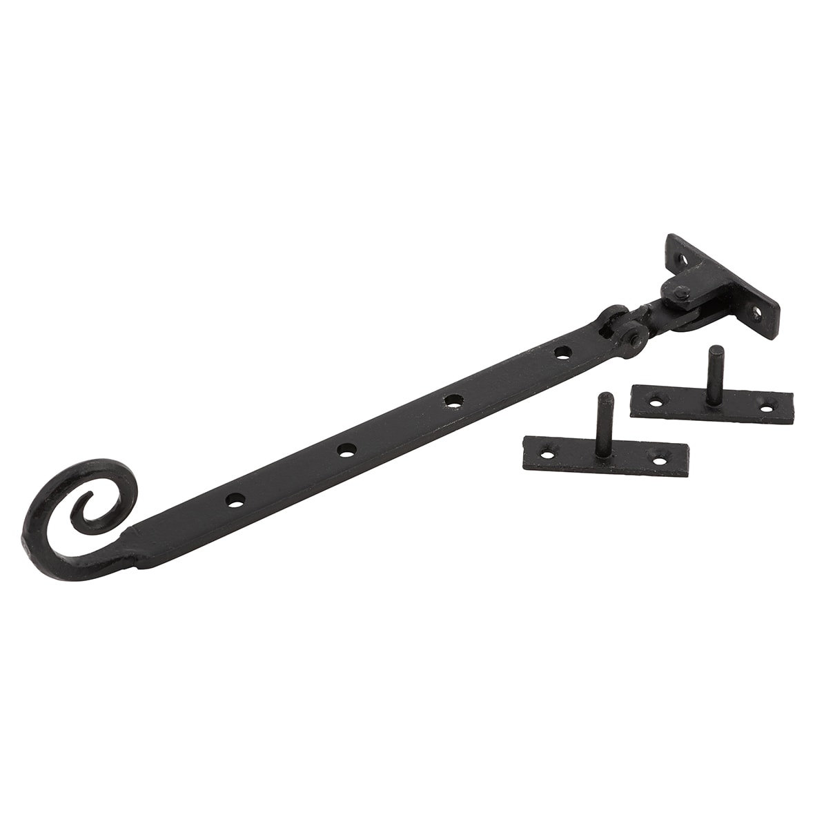 Monkey Tail Casement Window Stay - 10"/260mm Length - Antique Black Iron - view 2