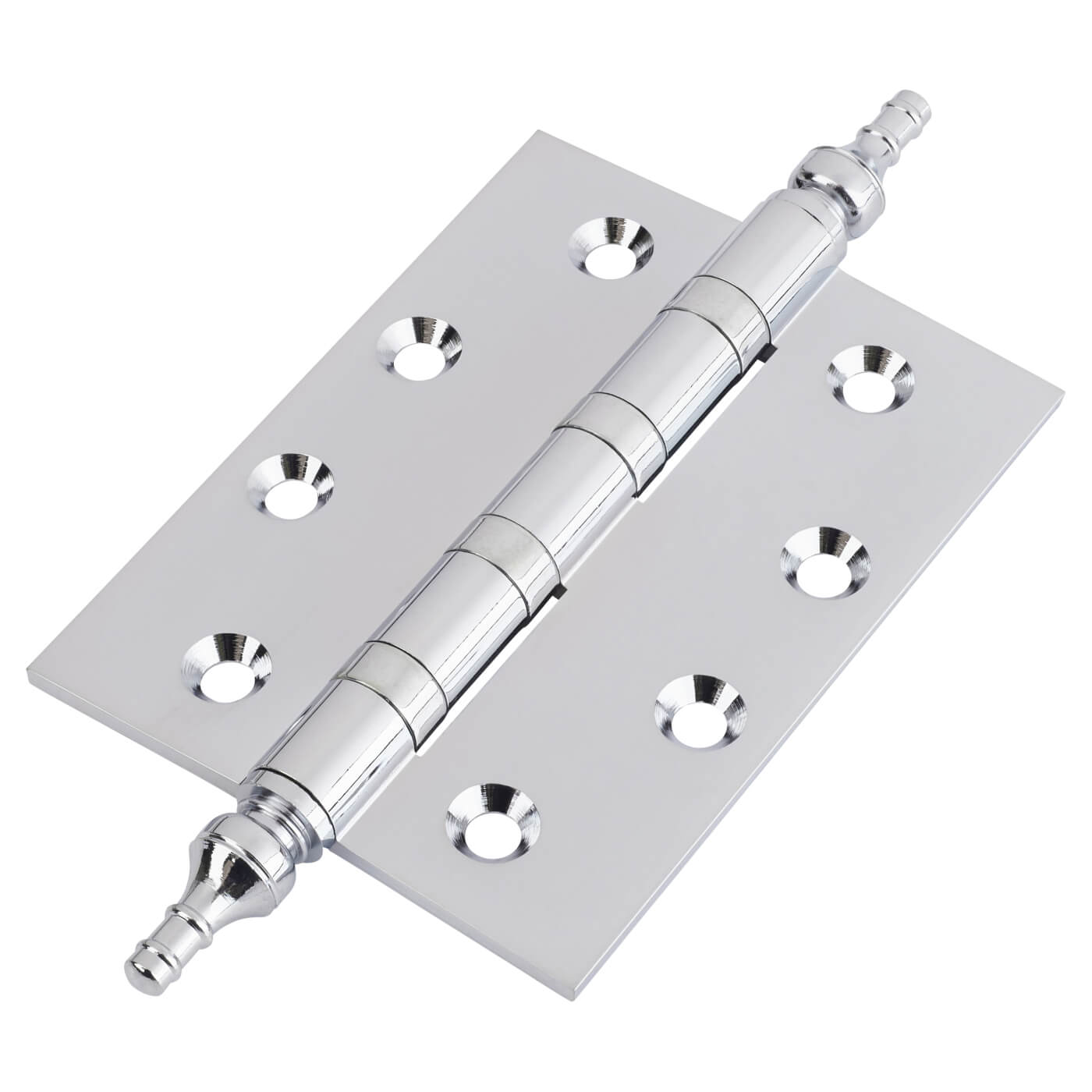Finial Washered Butt Door Hinge - 100 x 75 x 2mm - Polished Chrome - Pair - view 2