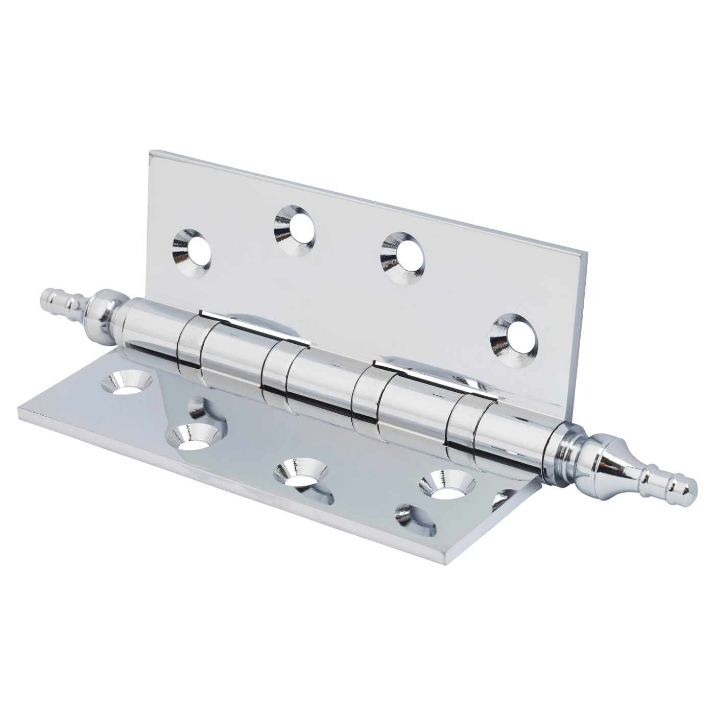 Finial Washered Butt Door Hinge - 100 x 75 x 2mm - Polished Chrome - Pair - view 3
