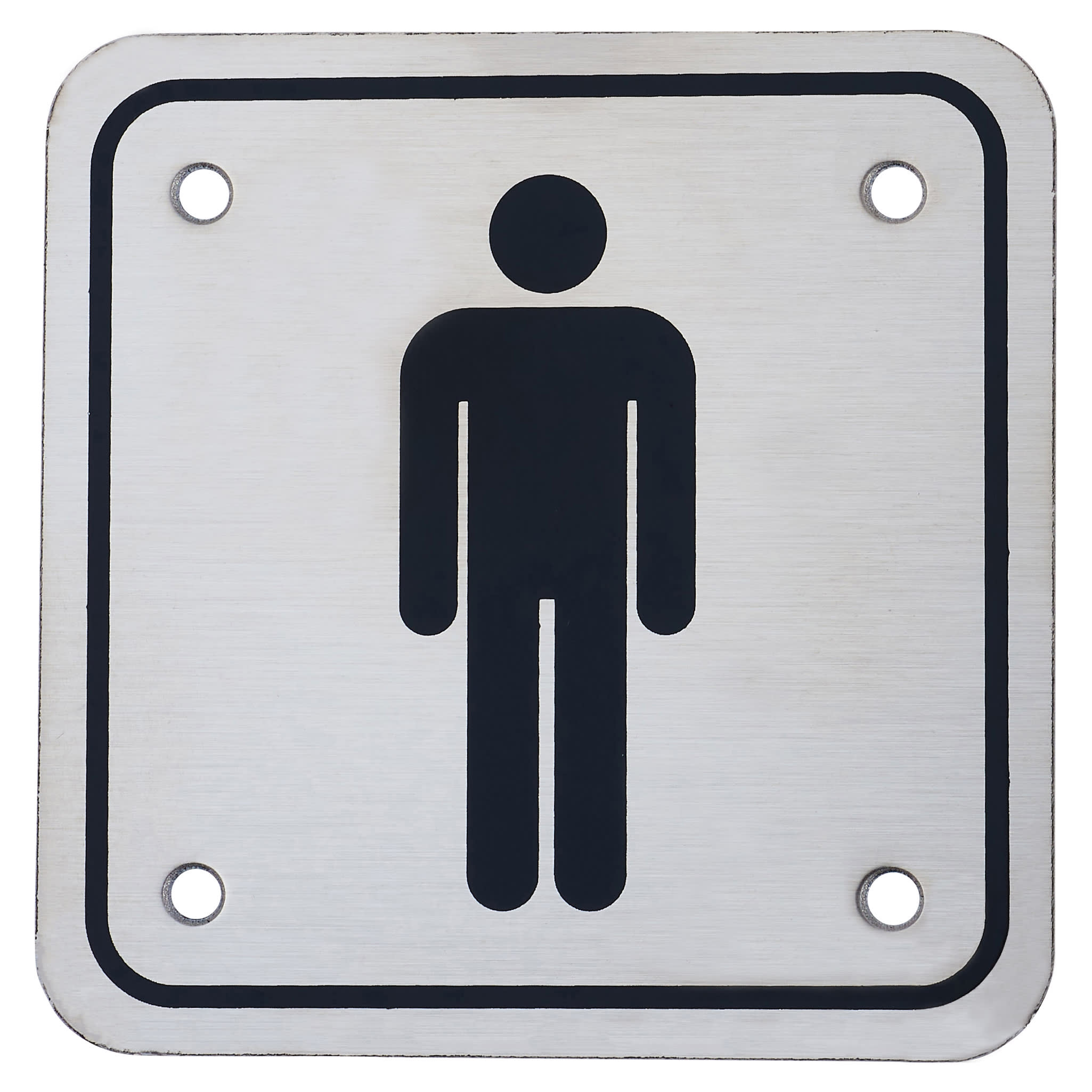 Mens Square Toilet Door Sign - 95 x 95mm - Stainless Steel - view 2